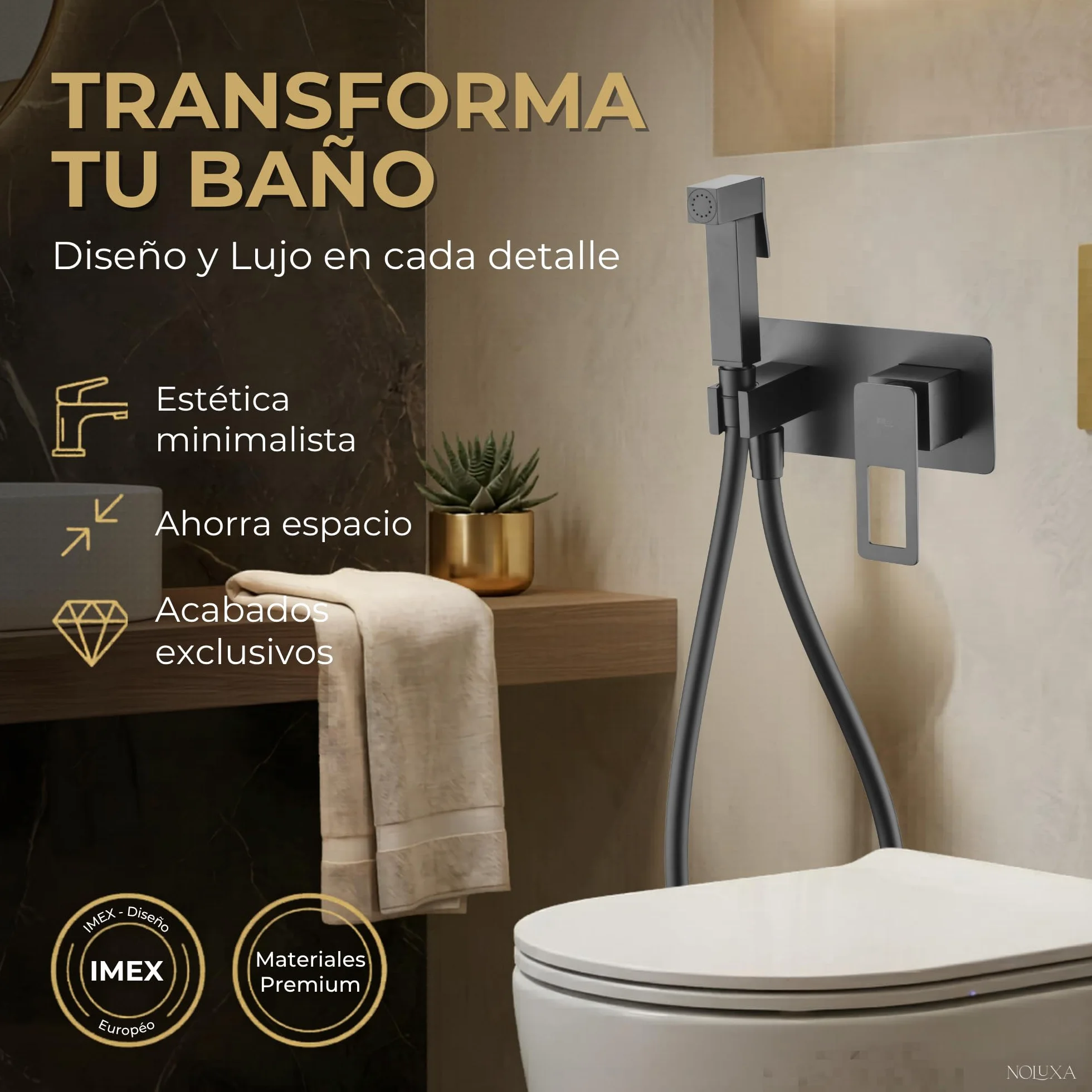 IMEX kran bidetowy, bateria bidetowa, bateria bidetowa, bateria bidetowa z mieszaczem ciepłej i zimnej wody, bateria Bidet, łatwa instalacja, seria szwedzka, kolor czarny matowy