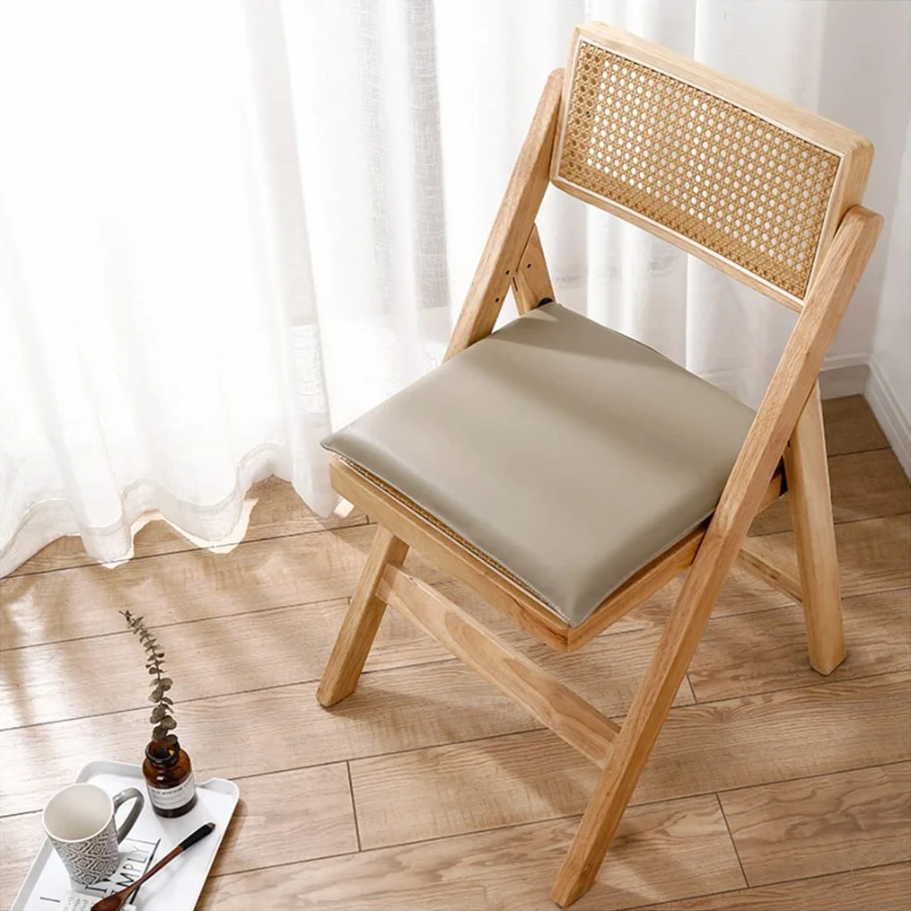 Kwadratowa Poduszka na Krzesło do Jadalni - Skórzana Podkładka do Siedzenia dla Home Office i Kuchni (Jasnobrązowy, 40*4)