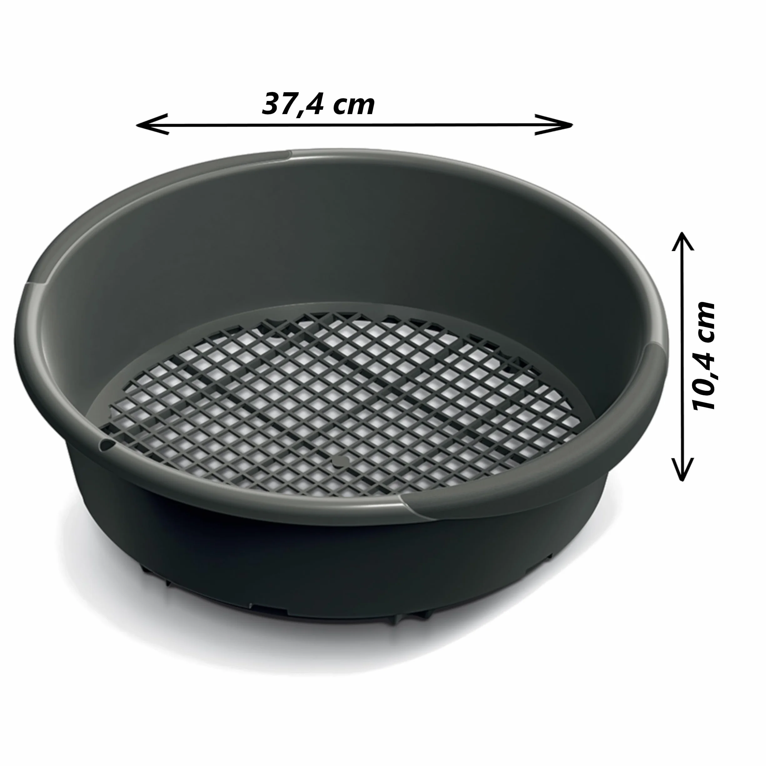 botle Sitko ogrodowe z tworzywa sztucznego, rozmiar otworu sitkowego 4-10 mm (śr. x wys.) 37,4 cm x 10,4 cm, antracytowe, okrągłe, ręczna regulacja wkładu sitkowego do piasku i kompostu