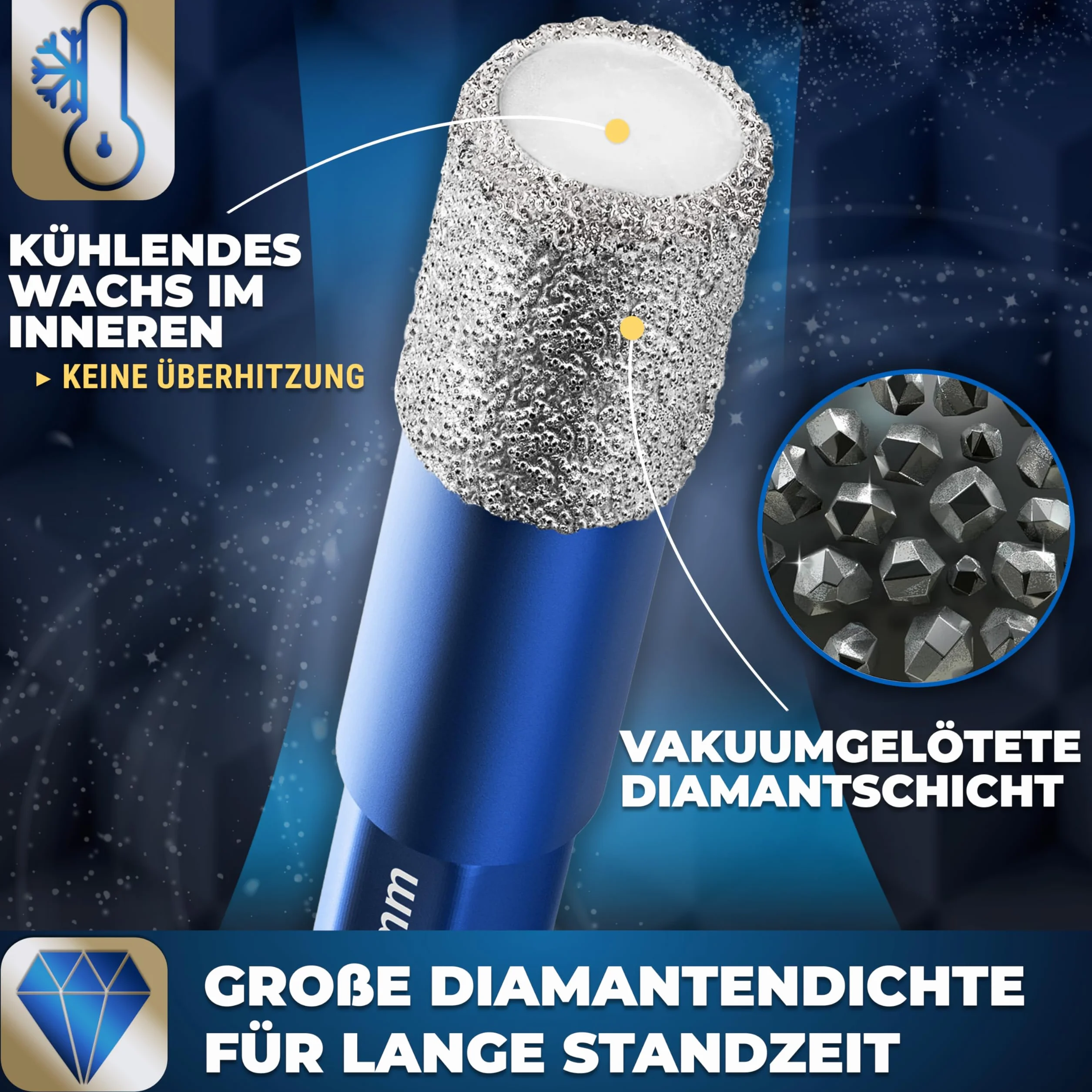 S&R Profesjonalny 2-częściowy zestaw wierteł diamentowych 10 mm, diamentowe wiertła do płytek i wiertła do szkła karbidowego, do twardej ceramiki, granitu, szkła, porcelany, płytek, gresu