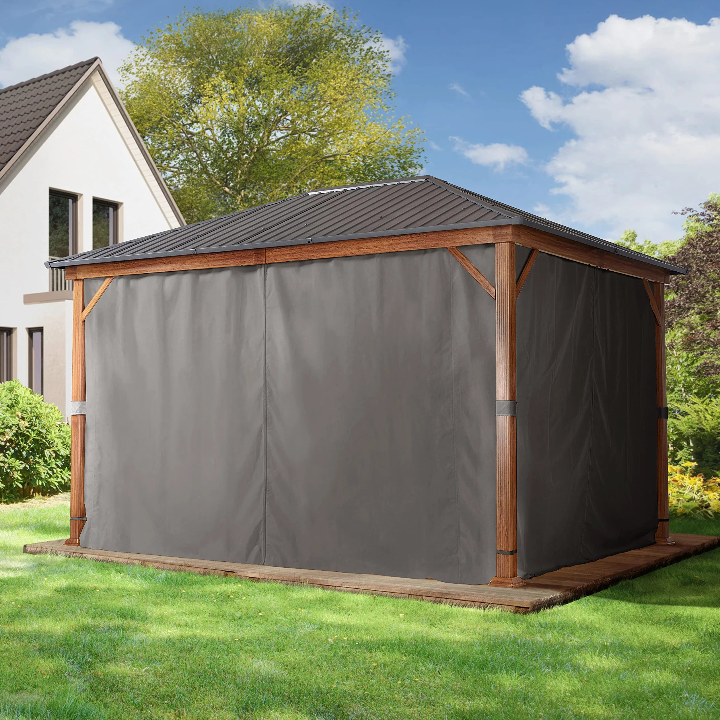 Pawilon ogrodowy 3x4 m hardtop dach stalowy szary 4 ściany boczne
