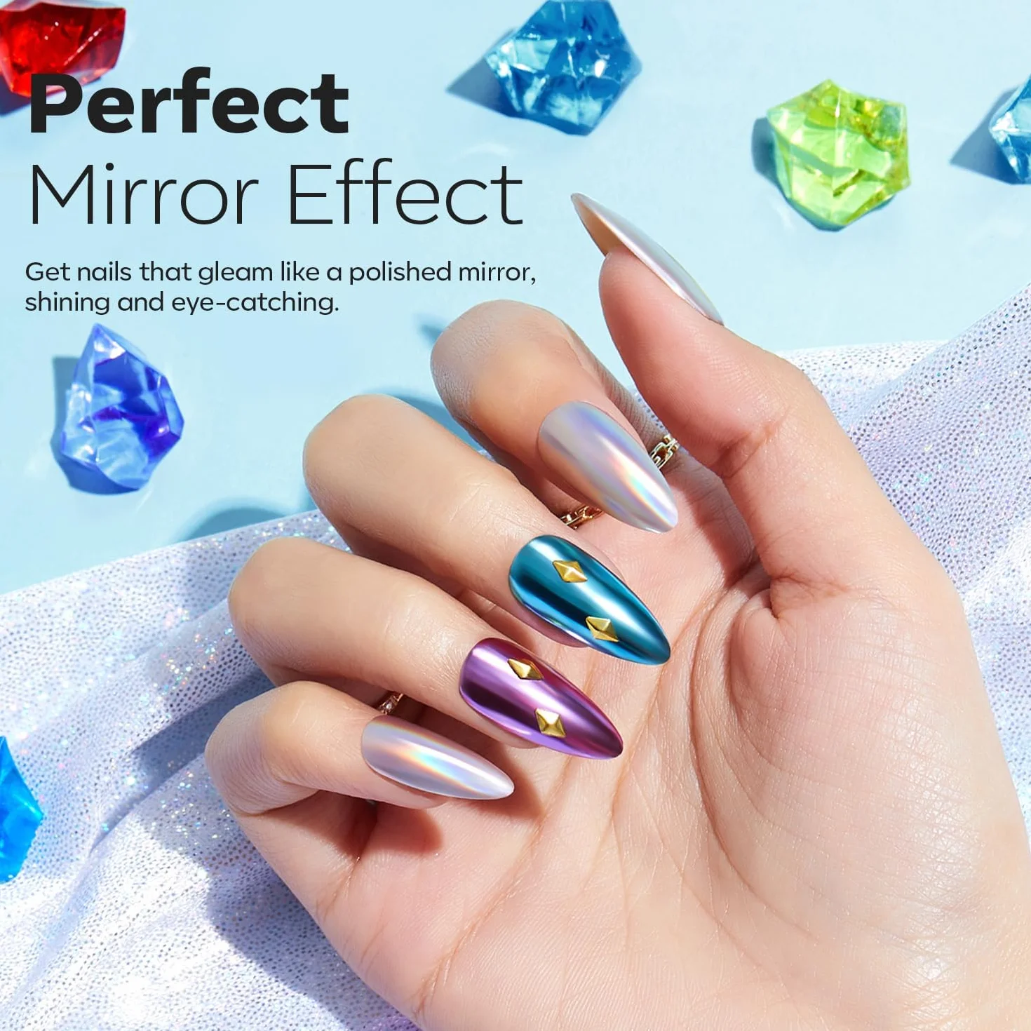 Modelones Chromowany puder do paznokci Glitzer Nail Art Glitzer Powder do salonu DIY - zestaw 25 szt. 3