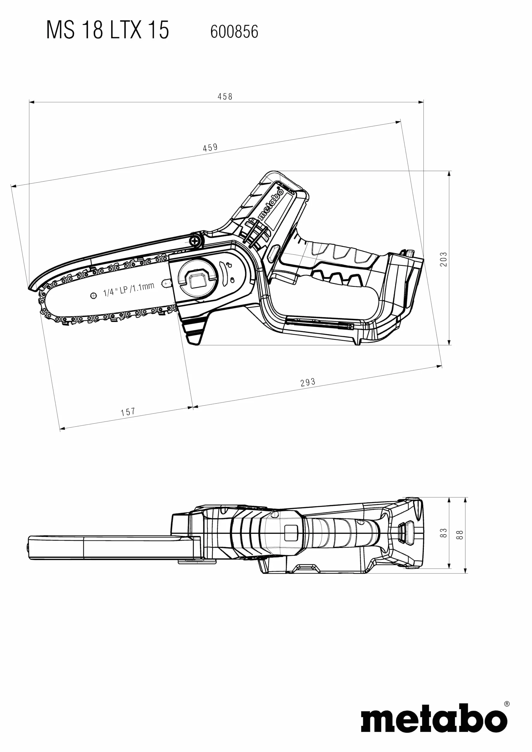 Metabo Akumulatorowa Piła Do Drewna 15 cm - Mała Piła Łańcuchowa Bez Akumulatora i MetaBox 600856850