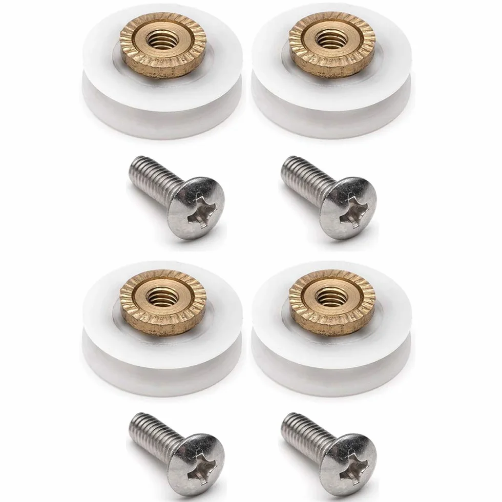 YUANQIAN Zapasowe rolki do drzwi prysznicowych, prowadnice, koła V, rowkowane, średnica 19 mm, YQ19 (rowkowane V 19 mm, 4 szt.)