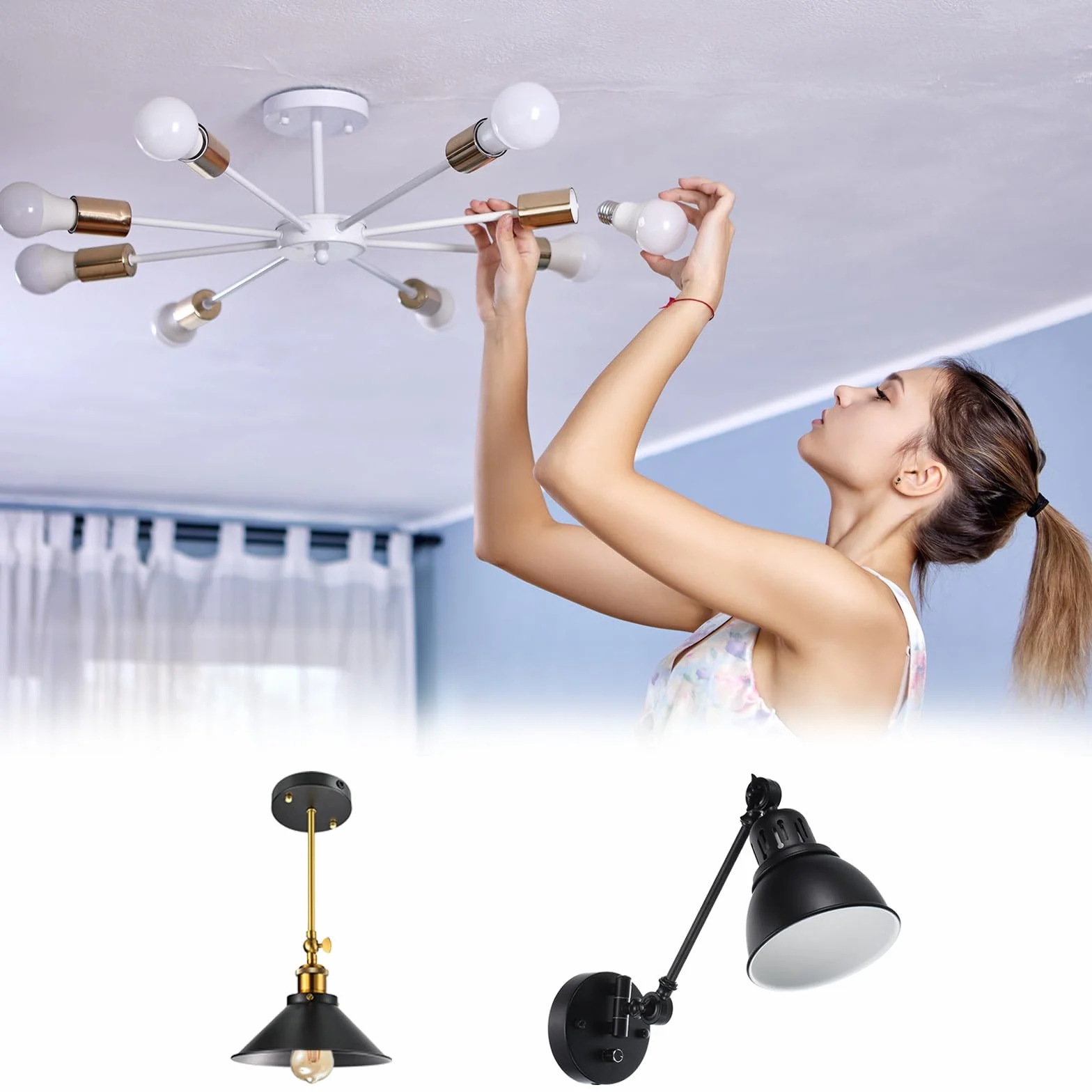 PATIKIL Zestaw drążków lampy rurowej, 4 zestawy M10 stal węglowa 80 mm (3,15 cala) długi podwójny pręt gwintowany z nakrętką łączącą tuleję złącza do lamp stołowych, czarny