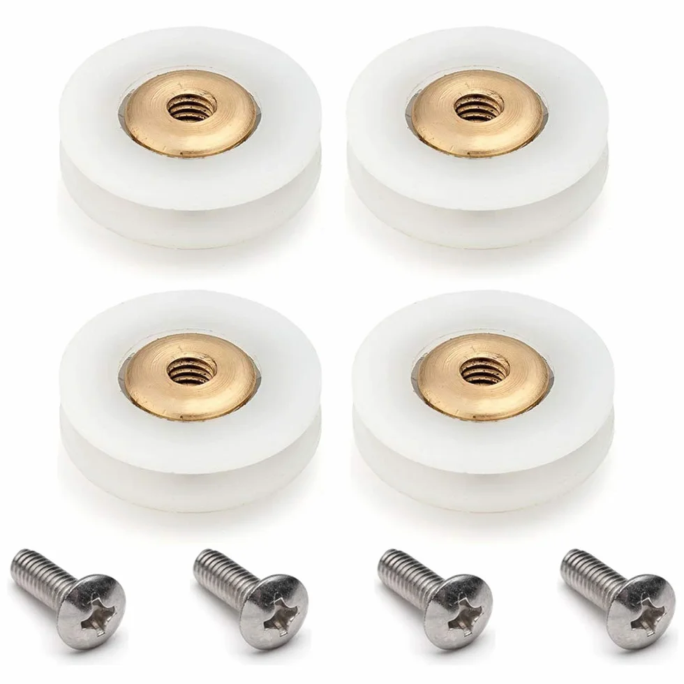 YUANQIAN Zapasowe rolki do drzwi prysznicowych, prowadnice, koła V, rowkowane, średnica 19 mm, YQ19 (rowkowane V 19 mm, 4 szt.)