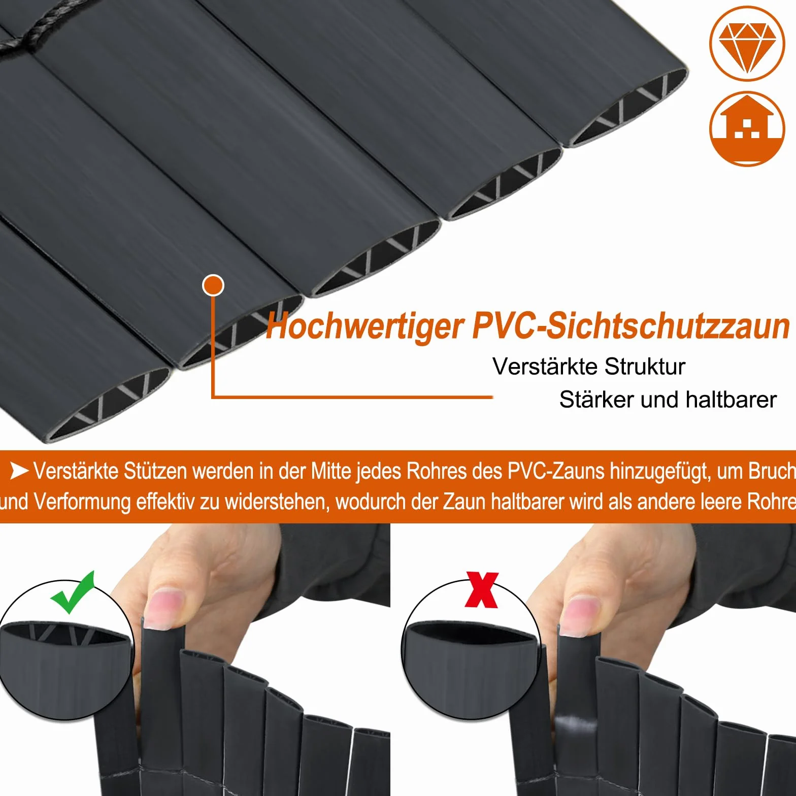 Mata maskująca z PCW 200 x 500 cm antracytowa, ogrodzenie balkonowe wodoszczelne