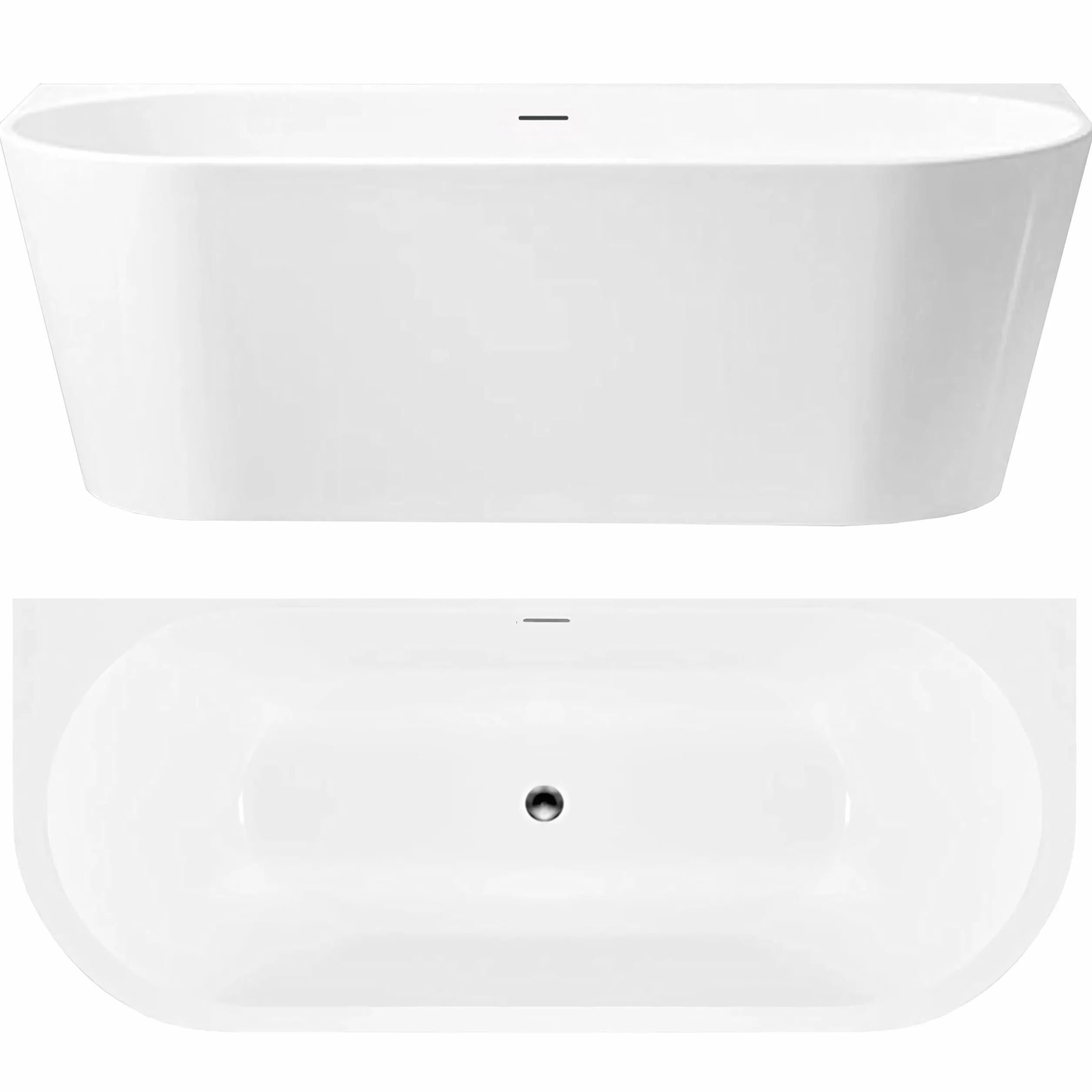Rea - Wanna Akrylowa Przyścienna Capri 170cm Nakładka korka czarna - 170x75x59,5 cm
