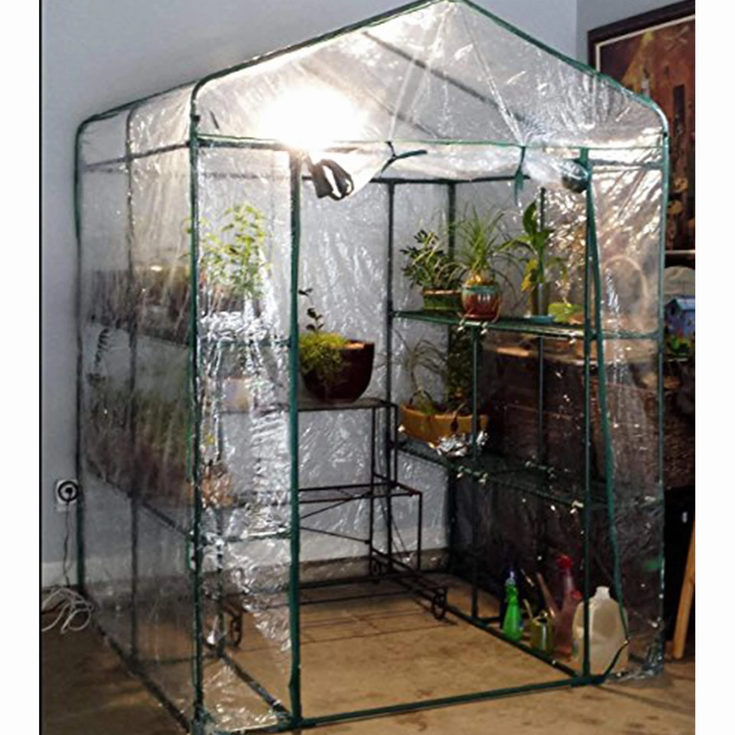 Home-Complete Szklarnia do chodzenia – do wewnątrz i na zewnątrz z 8 stabilnymi półkami – do uprawy roślin, sadzonek, ziół lub kwiatów w dowolnym stojaku ogrodniczym o każdej porze roku