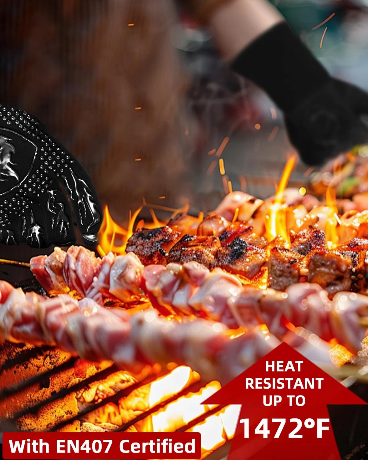 Rękawice do grillowania odporne na wysokie temperatury do 800°C ogniotrwałe