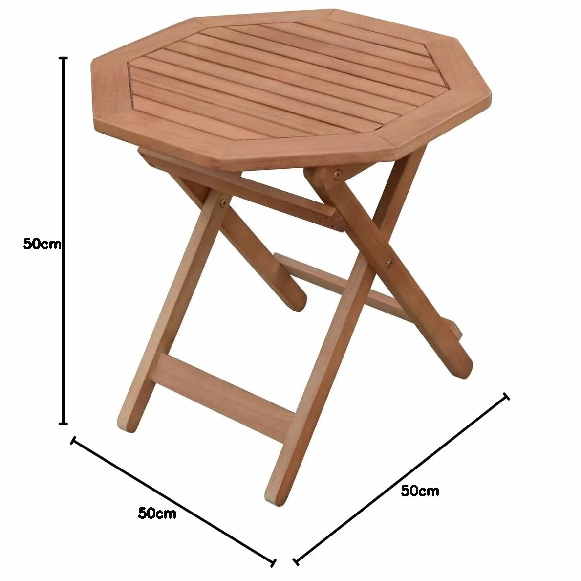 Spetebo Stolik pomocniczy z eukaliptusa olejowany 50 x 50 cm składany stół ogrodowy