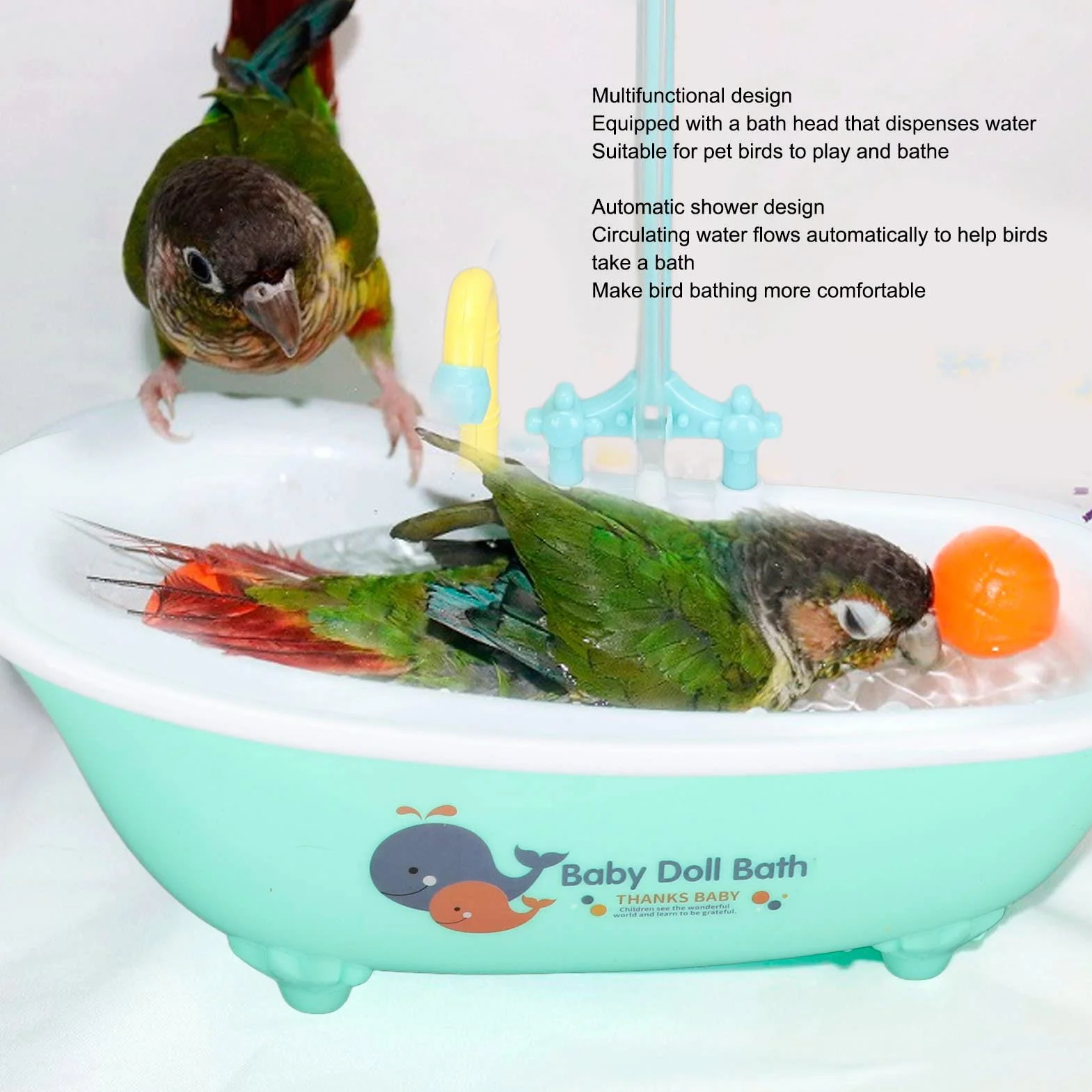 Automatyczna Wanna Papugi, Wanna Papugi Cute Bird do Zabawy i Kąpieli, Prysznic dla Ptaków Wanna Podajnik Miska