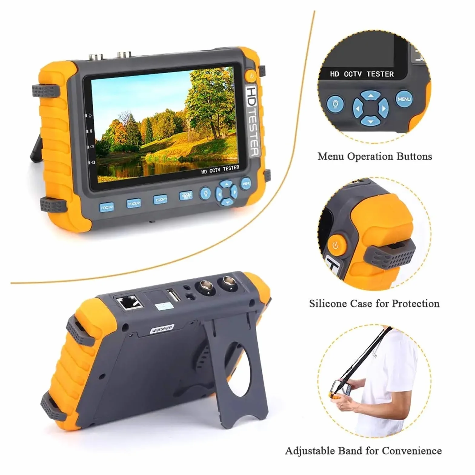Tester CCTV, Przenośny Tester CCTV IV8W 8MP AHD/CVI/TVI Mini Monitor kamer wejścia VGA Kabel wideo bezpieczeństwa(IV7W)