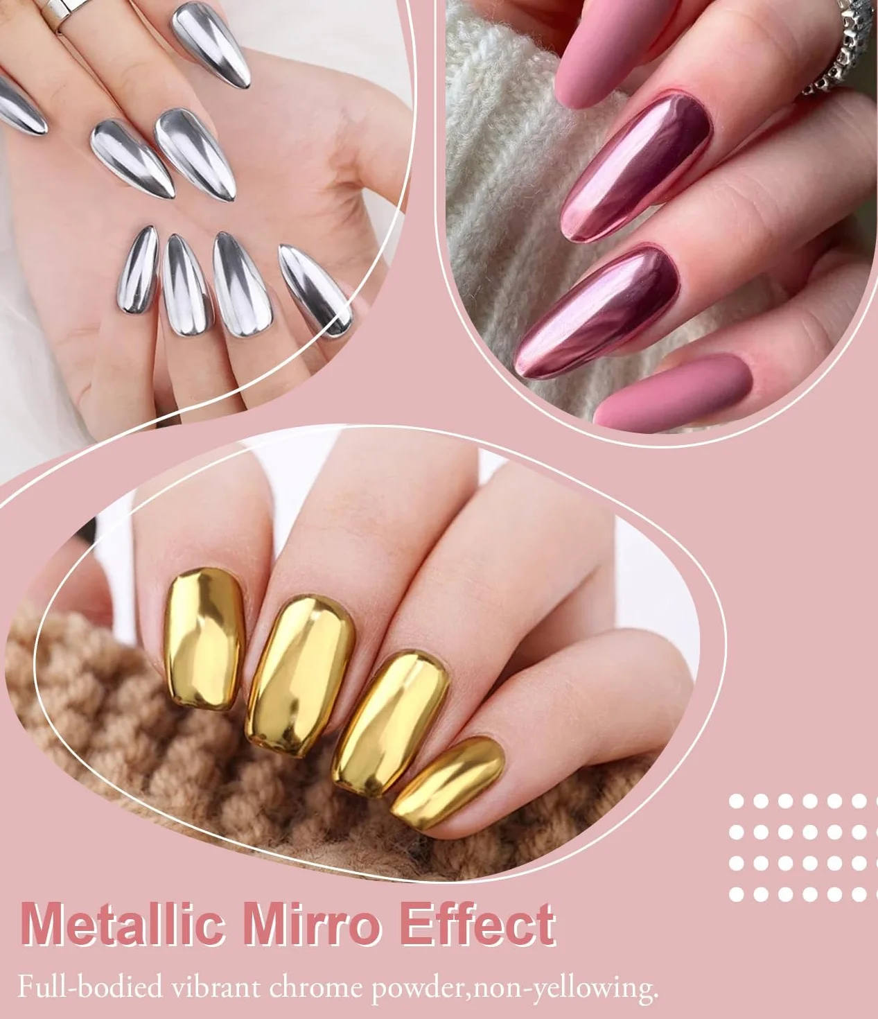 BISHENG 6 Box Rose Gold Chrome Pure Powder Magic Mirror Effect do zdobienia paznokci