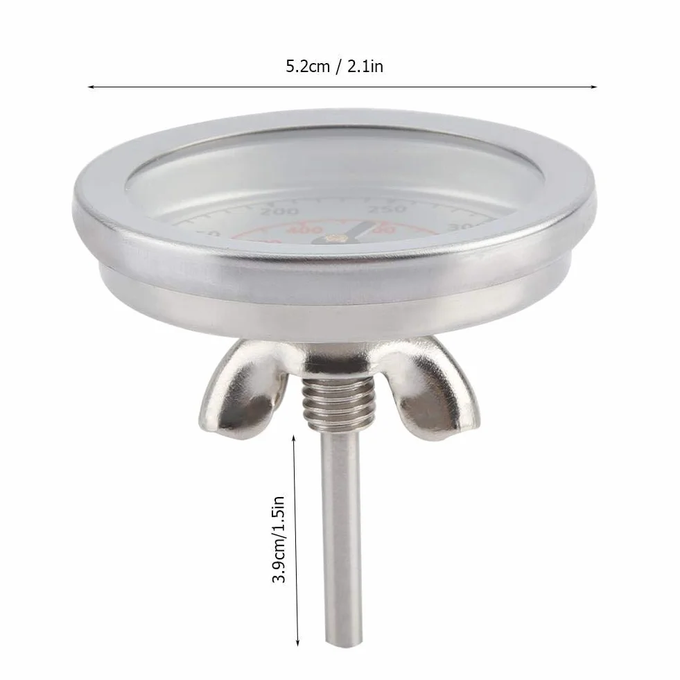 Focket termometr do grilla analogowa tarcza metalowy 100-370°C głębokość zanurzenia 3,9 cm