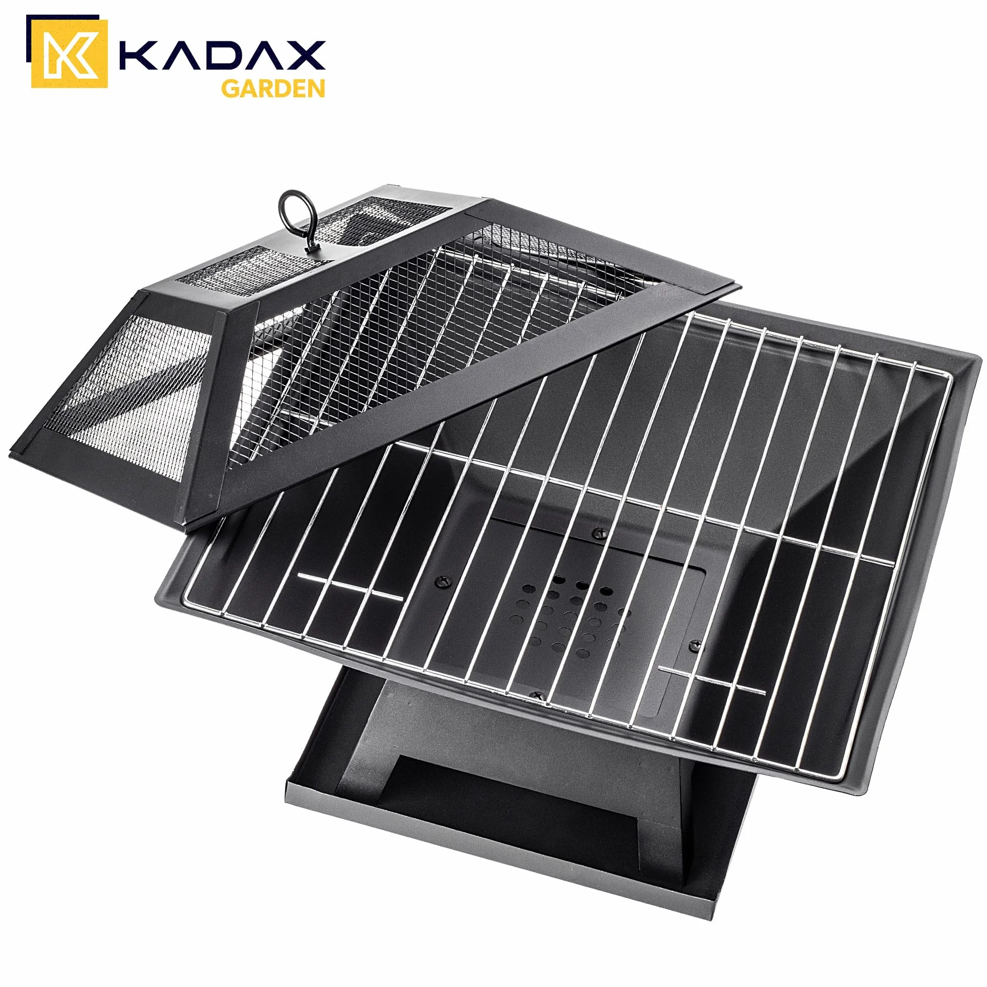 KADAX Palenisko ogrodowe ze stali 46 x 36 cm czarne z osłoną iskier