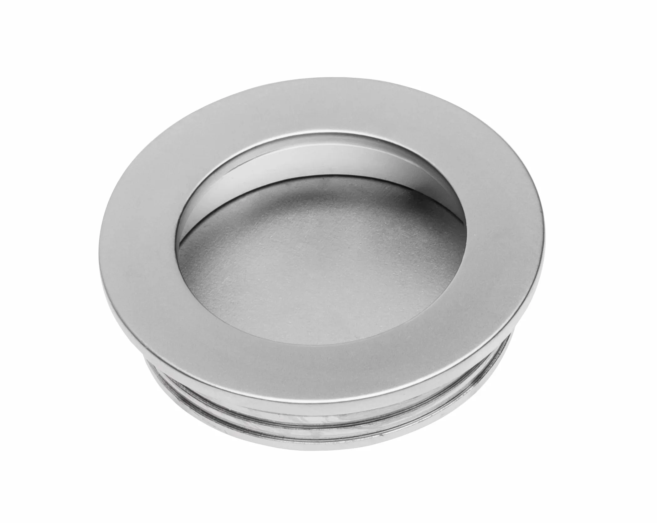 GTV Uchwyt do zabudowy B224, okrągły uchwyt meblowy do zabudowy, wykonany z cynku, Ø 40,5 mm, wysokość montażowa 10 mm, do drzwi przesuwnych i szuflad, aluminium