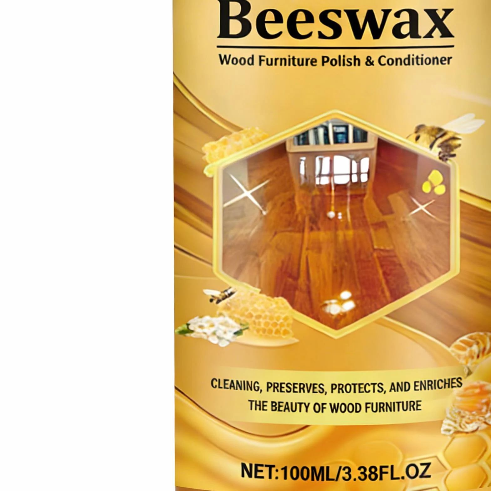 Meble do drewna | 100 ml naturalnego olejku z połyskiem - pasta | do usuwania i rozjaśniania szafek, stołów, drzwi, szuflad, podłóg kuchennych, desek do krojenia i