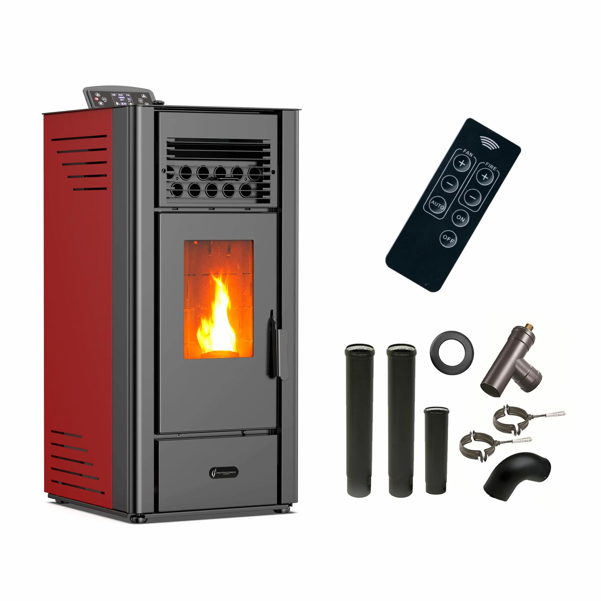 Patelnia na pellet pneumatyczny Anita 10 kW Bordeaux Sannover + zestaw przyłączeniowy do palenia