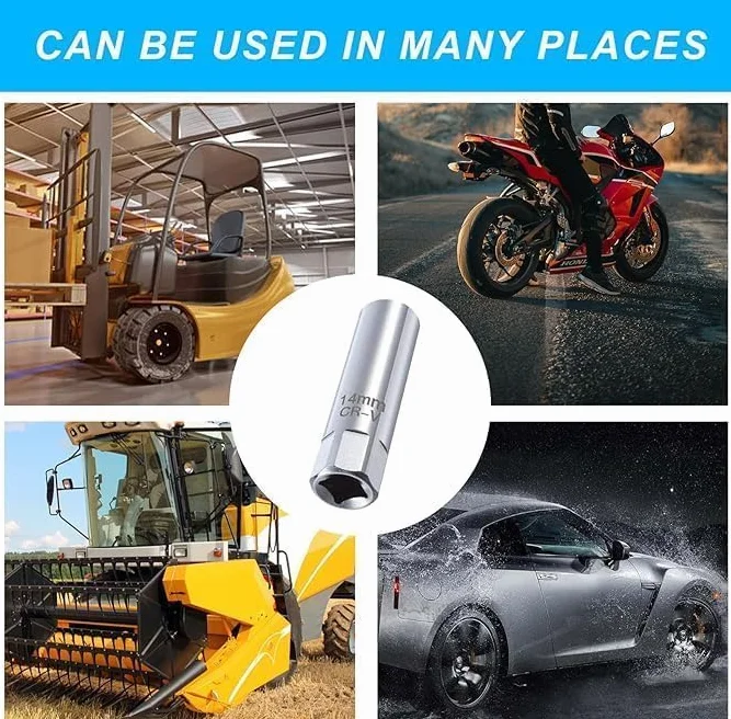 Klucz do świecy zapłonowej 14 mm, 12-punktowy, cienkościenny klucz do świecy zapłonowej 14 mm, wtyczka do świec zapłonowych, magnetyczny zon, do samochodów osobowych, ciężarowych, motocykli, nadaje