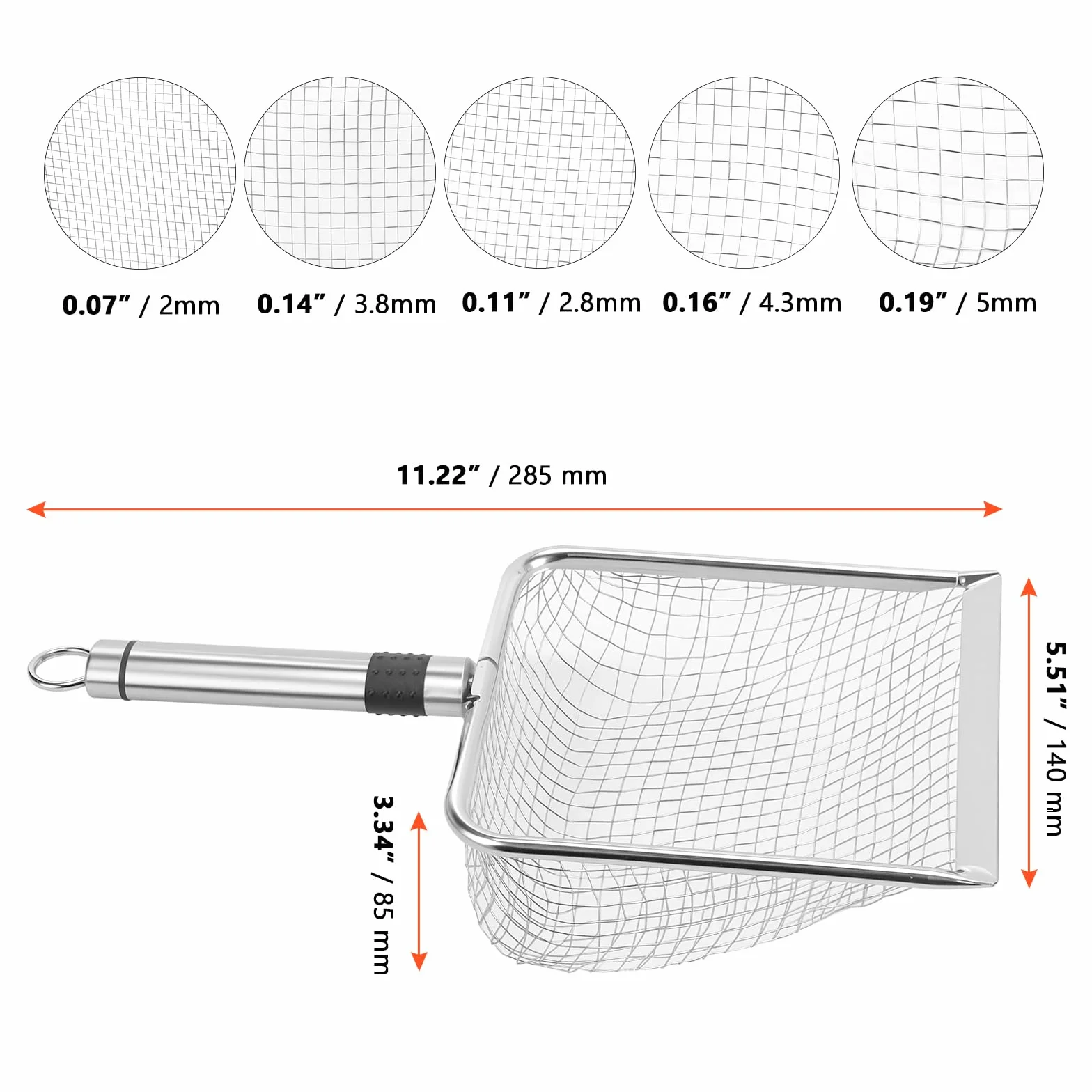 SINJEUN Zestaw 5 sztuk sit do piasku ze stali nierdzewnej, sito ogrodowe 2-5 mm