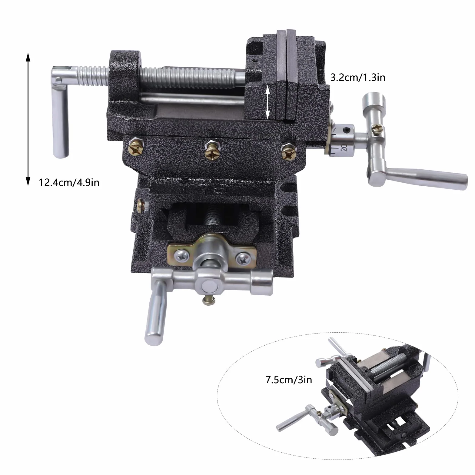 Imadło maszynowe, 2-osiowe imadło krzyżowe, do stołu krzyżowego, frezarskiego lub stołu warsztatowego