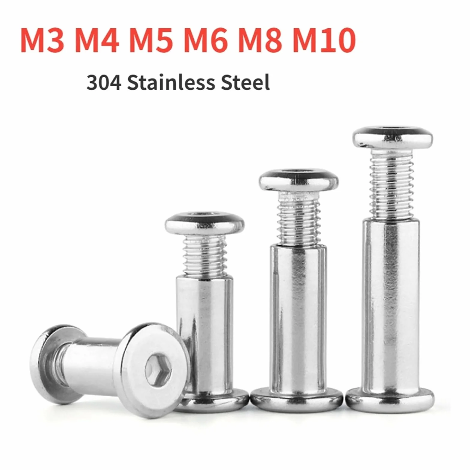 M4 304 Stainless Steel Flat Hex Hexagon Socket Head Furniture Rivet Connector Insert Joint Sleeve Cap Nut(15mm)
