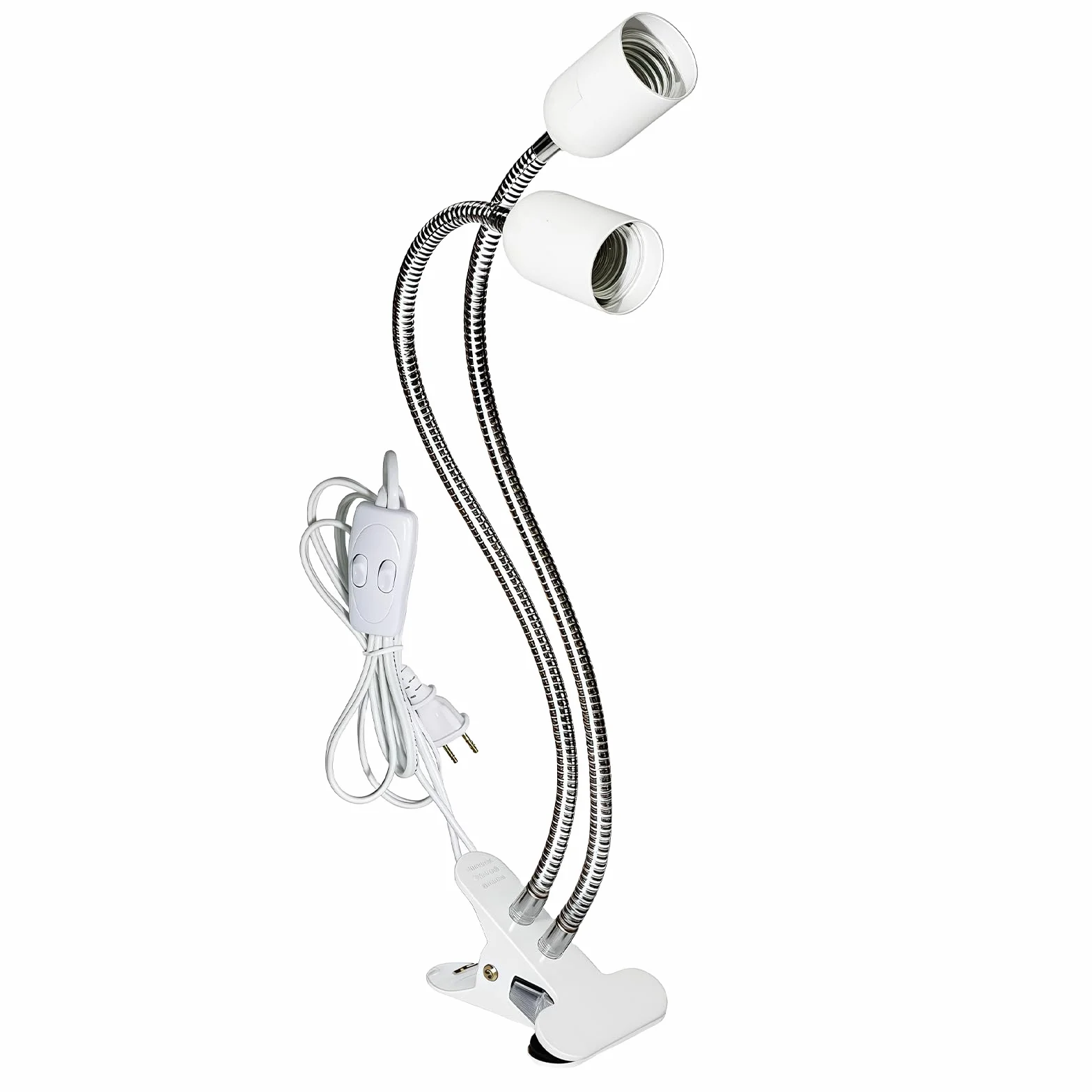 Oprawka lampy stołowej E27: podwójna głowica, uchwyt lampy, lampa biurkowa LED, klips z kablem i włącznikiem, wtyczka EU, elastyczna szyja 360 stopni, długi wąż do zagłówka, stołu warsztatowego