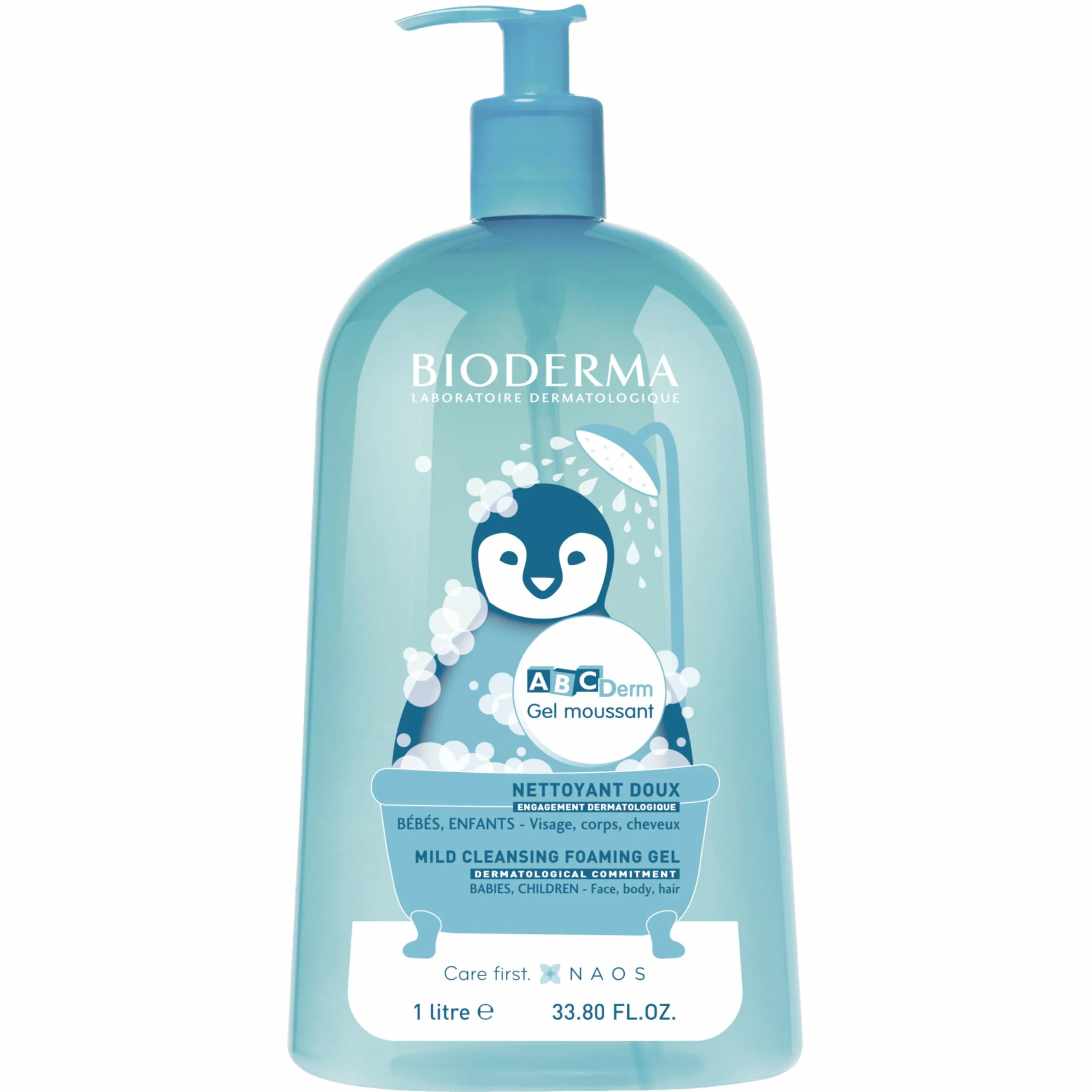 ABCDerm Soft Foam Cleaner | Szanuje równowagę skóry i włosów | Miękka skóra i włosy | Do ciała, twarzy i włosów | Wyprodukowano we Francji | Zestaw 2x1L