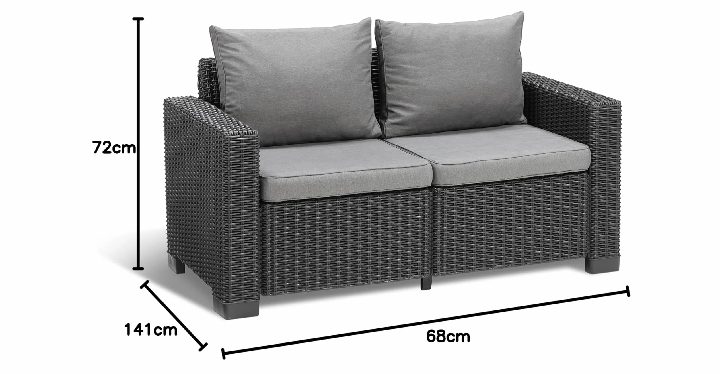 Allibert California Sofa Ogrodowa Panama Cool Grey 141 x 68 x 72 cm
