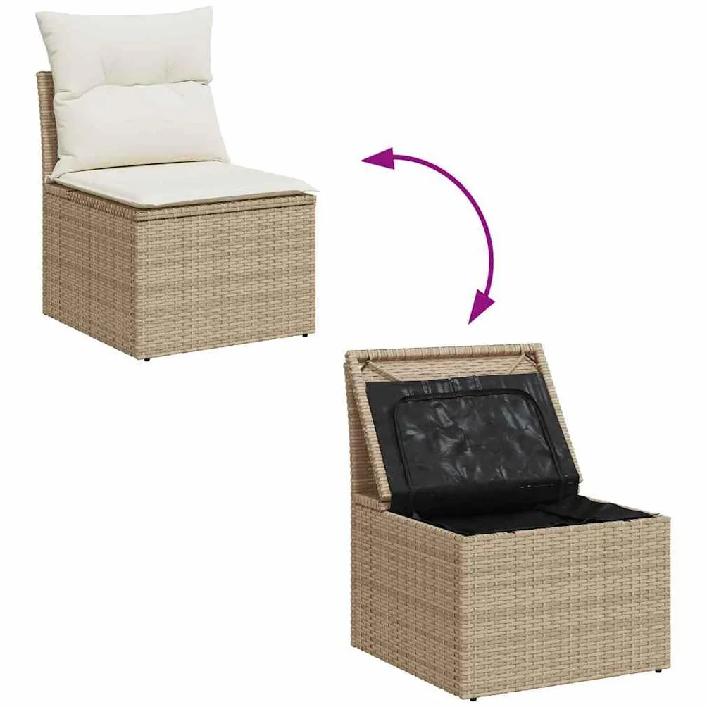 vidaXL Zestaw Sof z poduszką 7 pcs polirattan modułowa na taras ogród