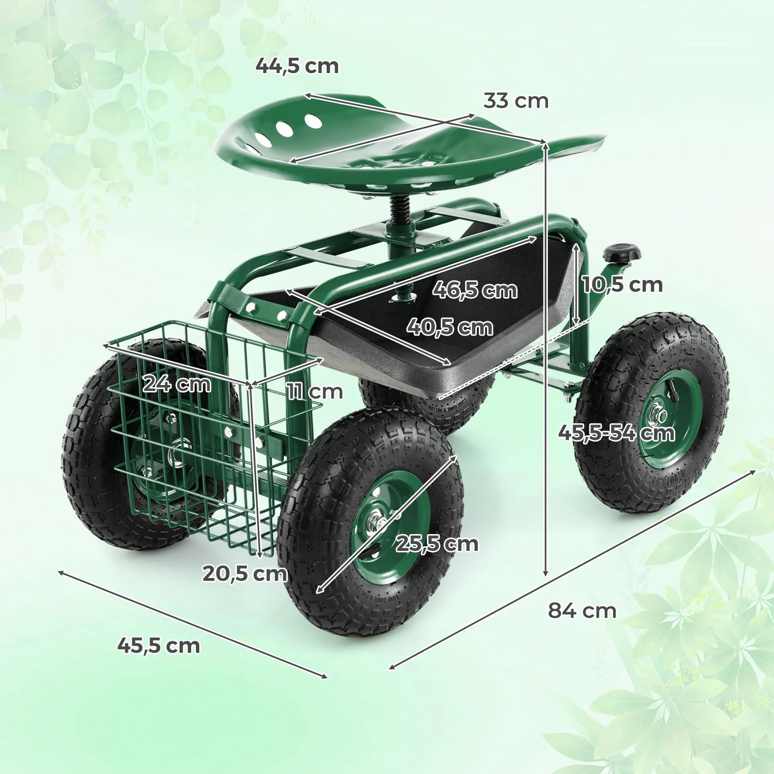 COSTWAY Siedzisko obracane 360° z regulacją wysokości, mobilne ogrodowe, do 150 kg