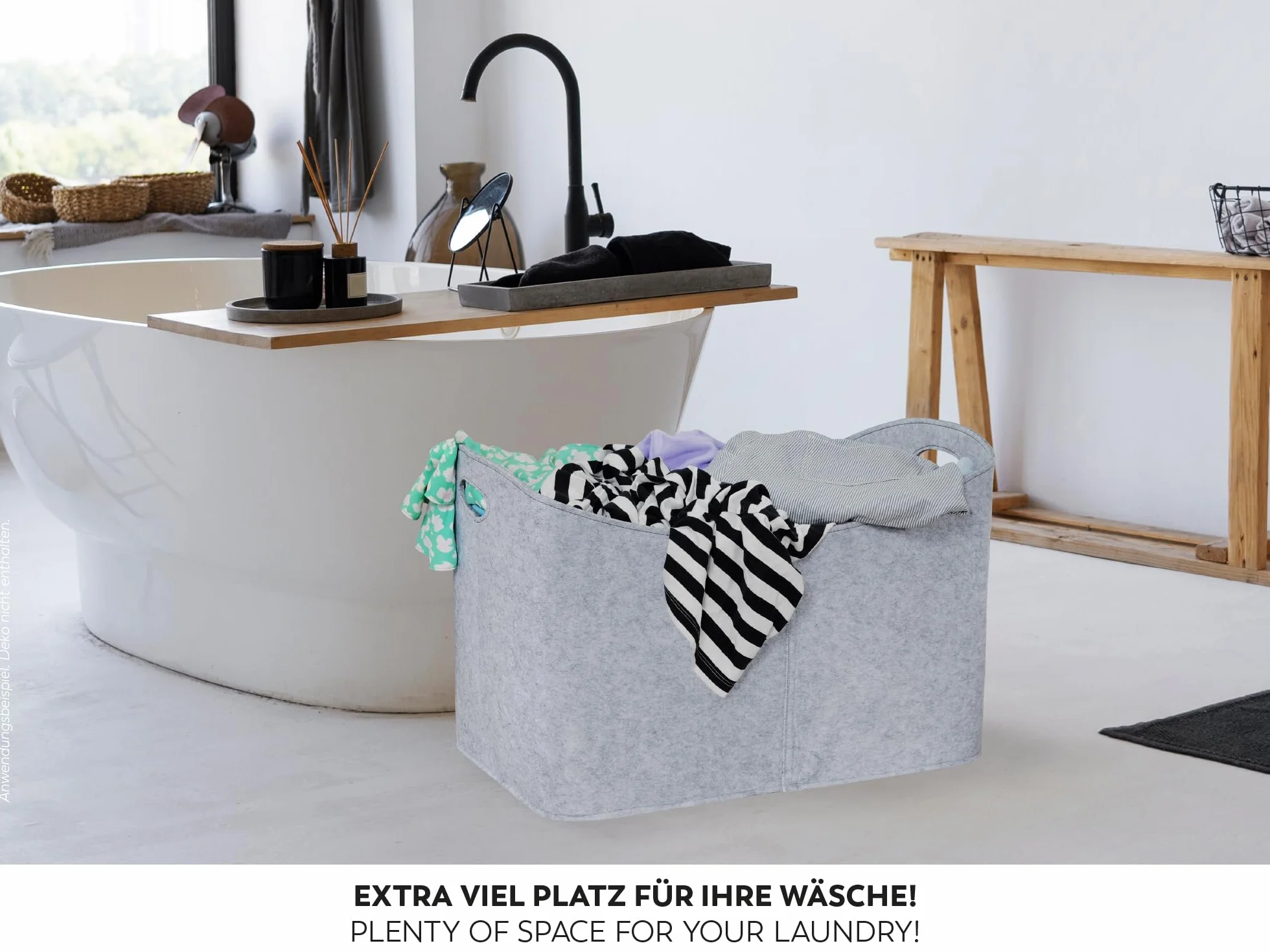 Rubberneck Filcowa torba na kłody XXL - do przechowywania drewna opałowego, dzienniki - 63 x 40 x 42 cm (szara)