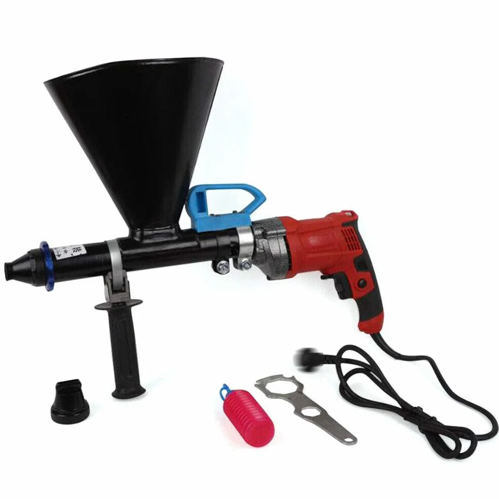 Pistolet do fug, 700 W, elektryczny pistolet do zaprawy murarskiej z 2 dyszami i okrągłą dyszą do ścian murów i podłóg