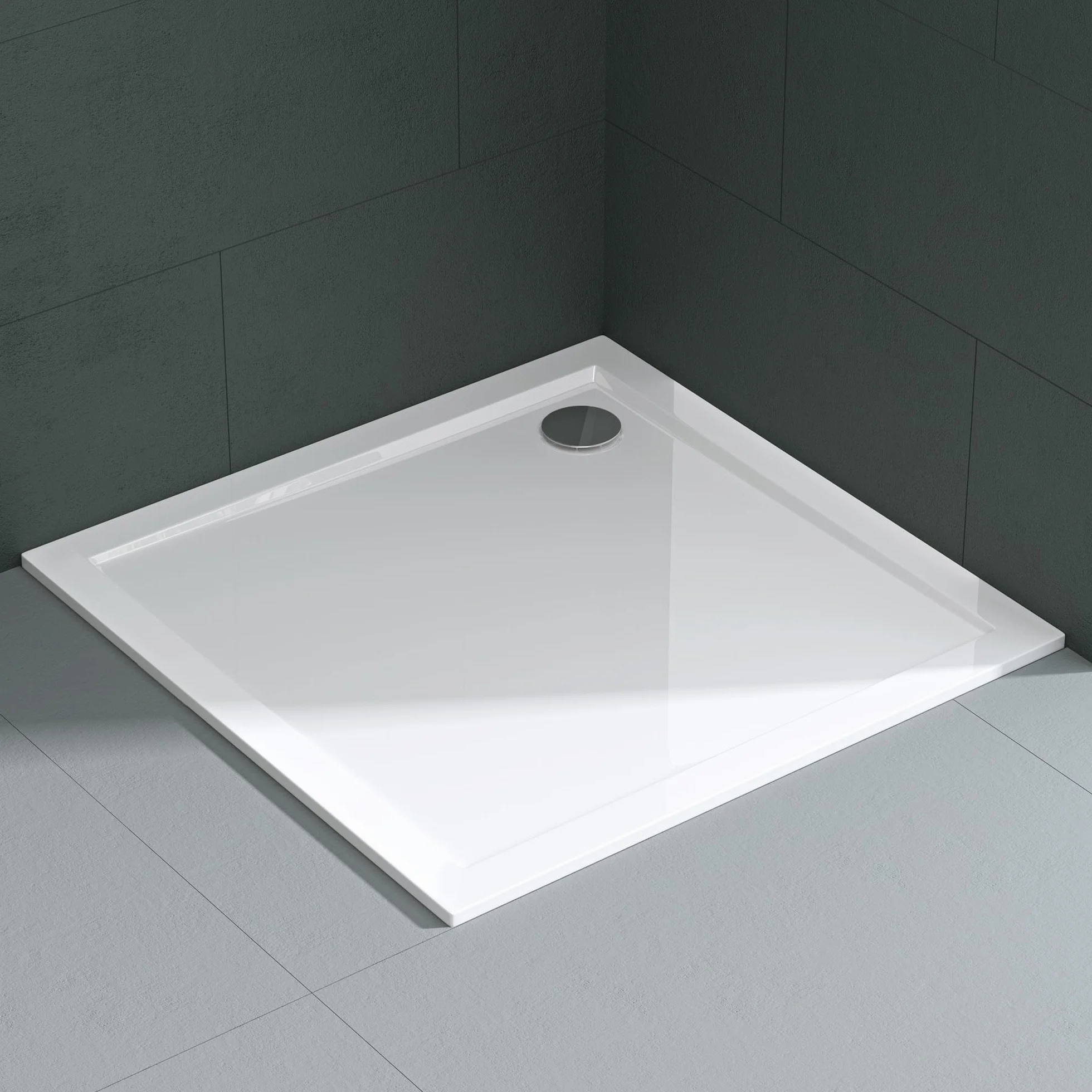 Mai & Mai® brodzik prysznicowy Faro w kolorze białym, kształt: kwadratowy, szer. x gł.: 70 x 70 x 4 cm