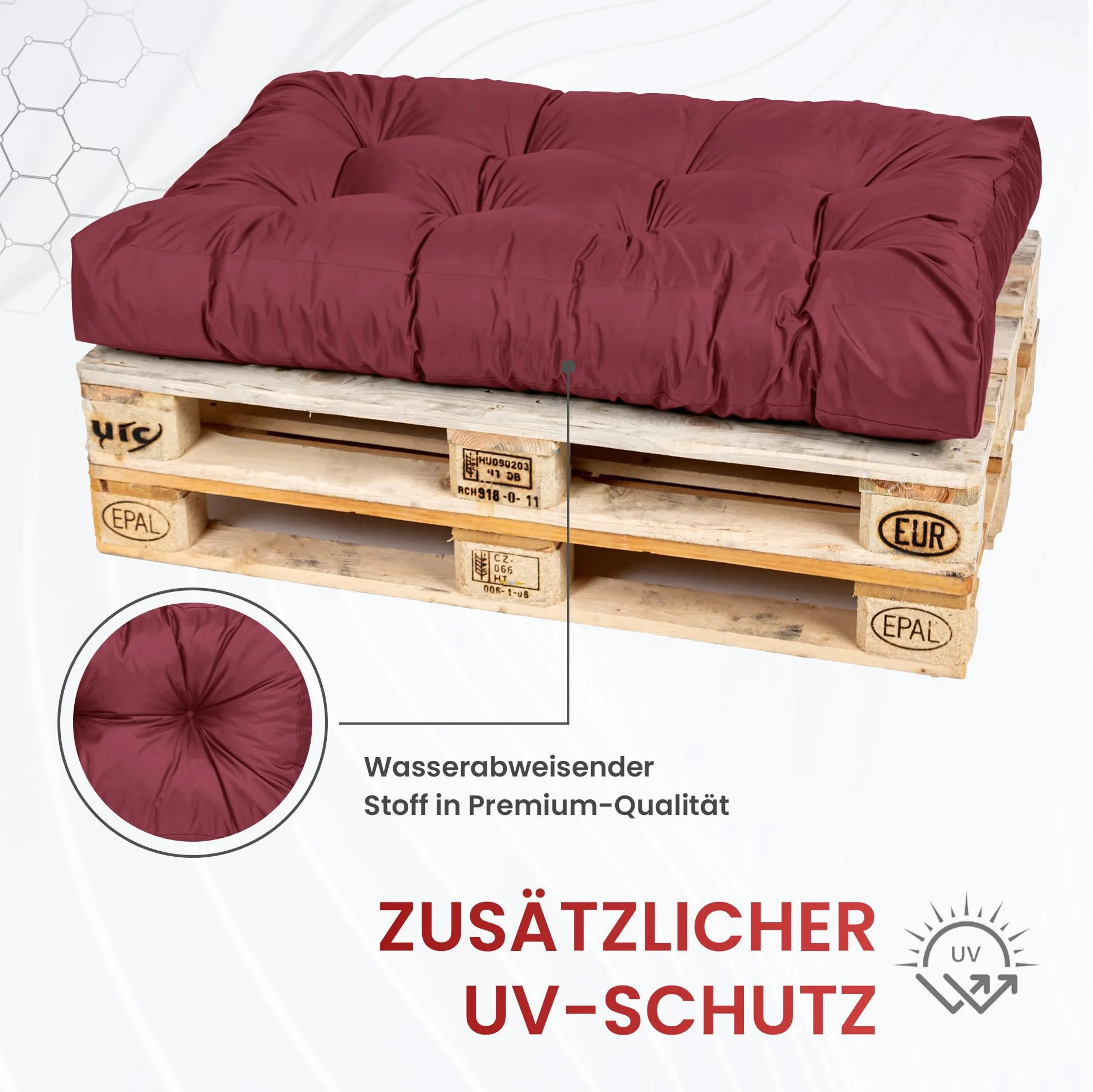 TexDeko® Garden Poduszki na palety 120x80x18 cm wodoodporne odporne na UV premium pikowane poduszki na siedzisko nakładka na palety euro (2)