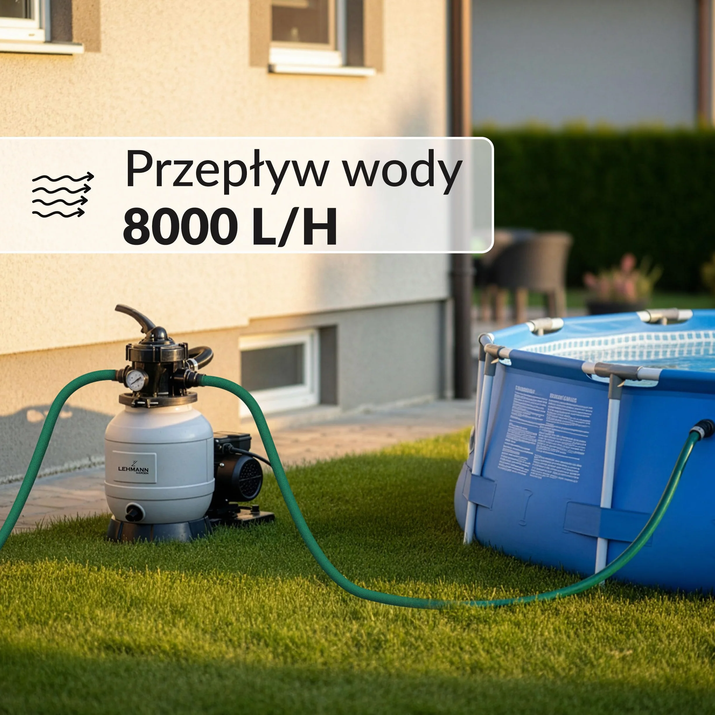 LEHMANN Filtr piaskowy z pompą basenową FP1 8000 l/h IPX5