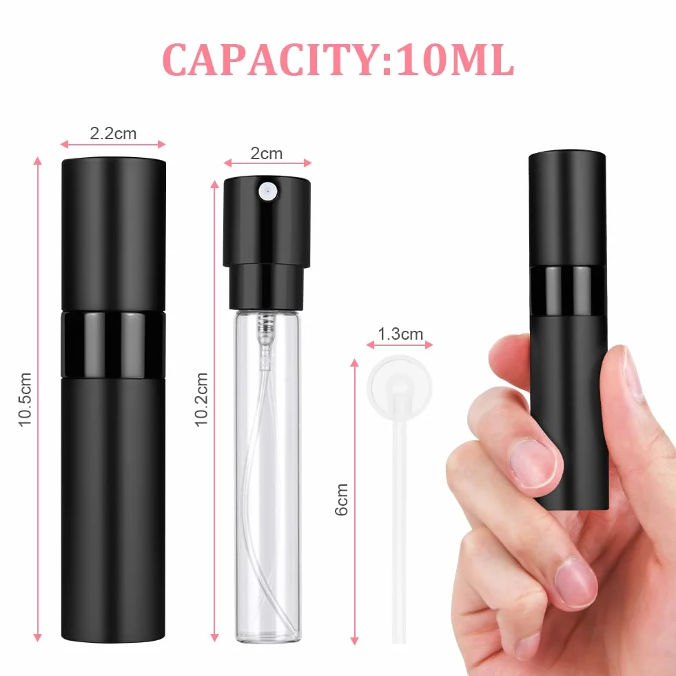 ACWOO Mini Rozpylacz do Perfum, 3 Sztuki 10ml - Przenośna Butelka z Atomizerem do Ponownego Napełnienia na Podróż Samolotem, Lekka i Wytrzymała