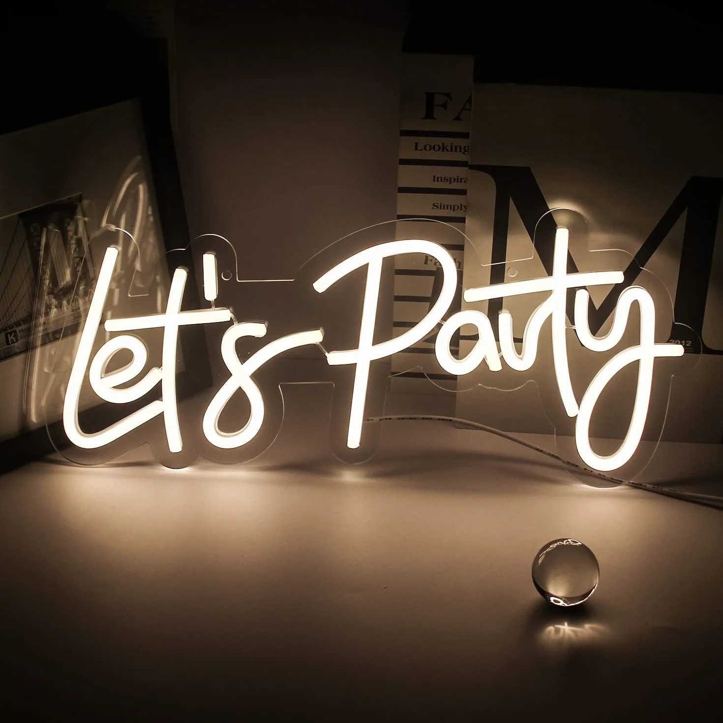 Lets Party Neon Sign Let's Party Znak Led Ściemnianie Neon Lights Dekoracja neonowa na imprezę, przyjęcie urodzinowe, dekoracje ścienne do sypialni (ciepła biel)