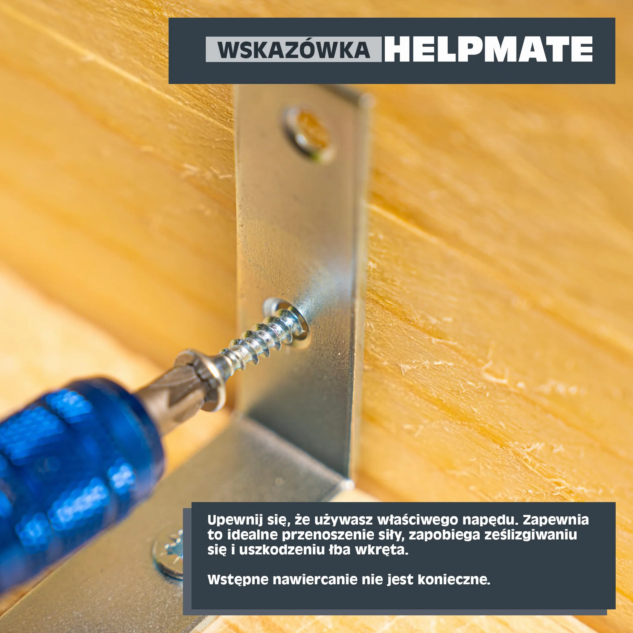 HELPMATE - Śruby łączące do drewna, 4,0 x 16 mm, ocynkowane galwanicznie, 100 sztuk uniwersalnych śrub z łbem stożkowym z napędem PZ2 i pełnym gwintem - do mocowania okuć na drewnie