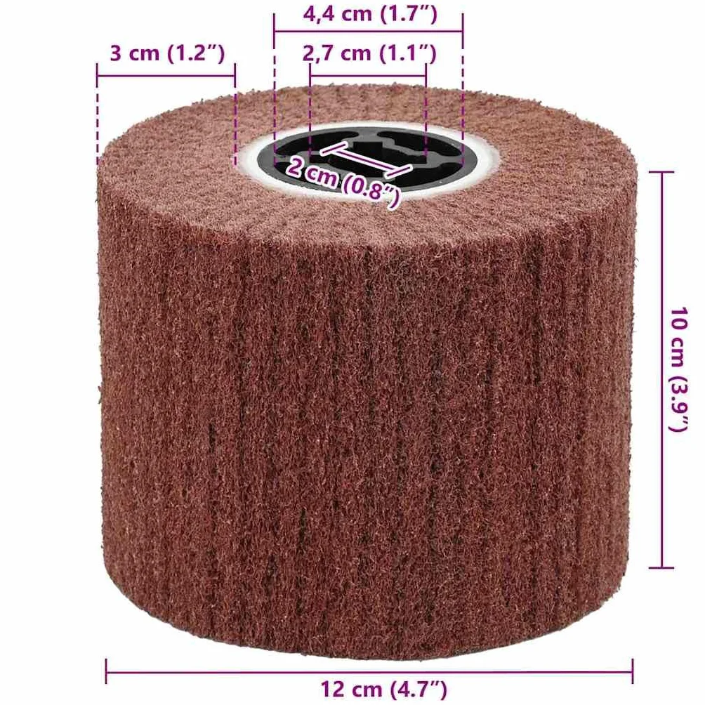Rolki szlifierskie, 3 sztuki, brązowe 12 x 12 x 10 cm, włókno syntetyczne, materiał ścierny, papier ścierny, taśma szlifierska, włóknina ścierna, podkładka szlifierska, do drewna, metalu, lakieru