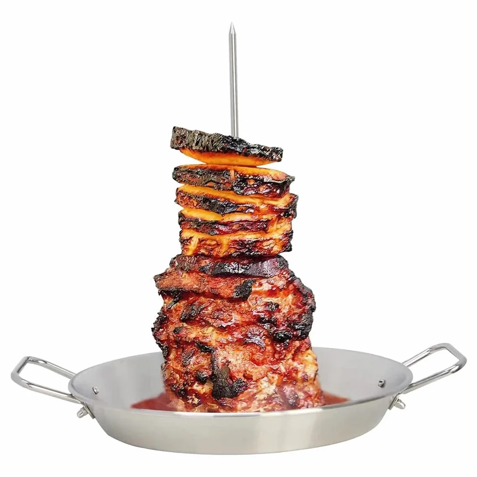 Brazylijski stojak na szpikulce do grilla ze stali nierdzewnej, pionowy rożen do Shawarma i Churrasco