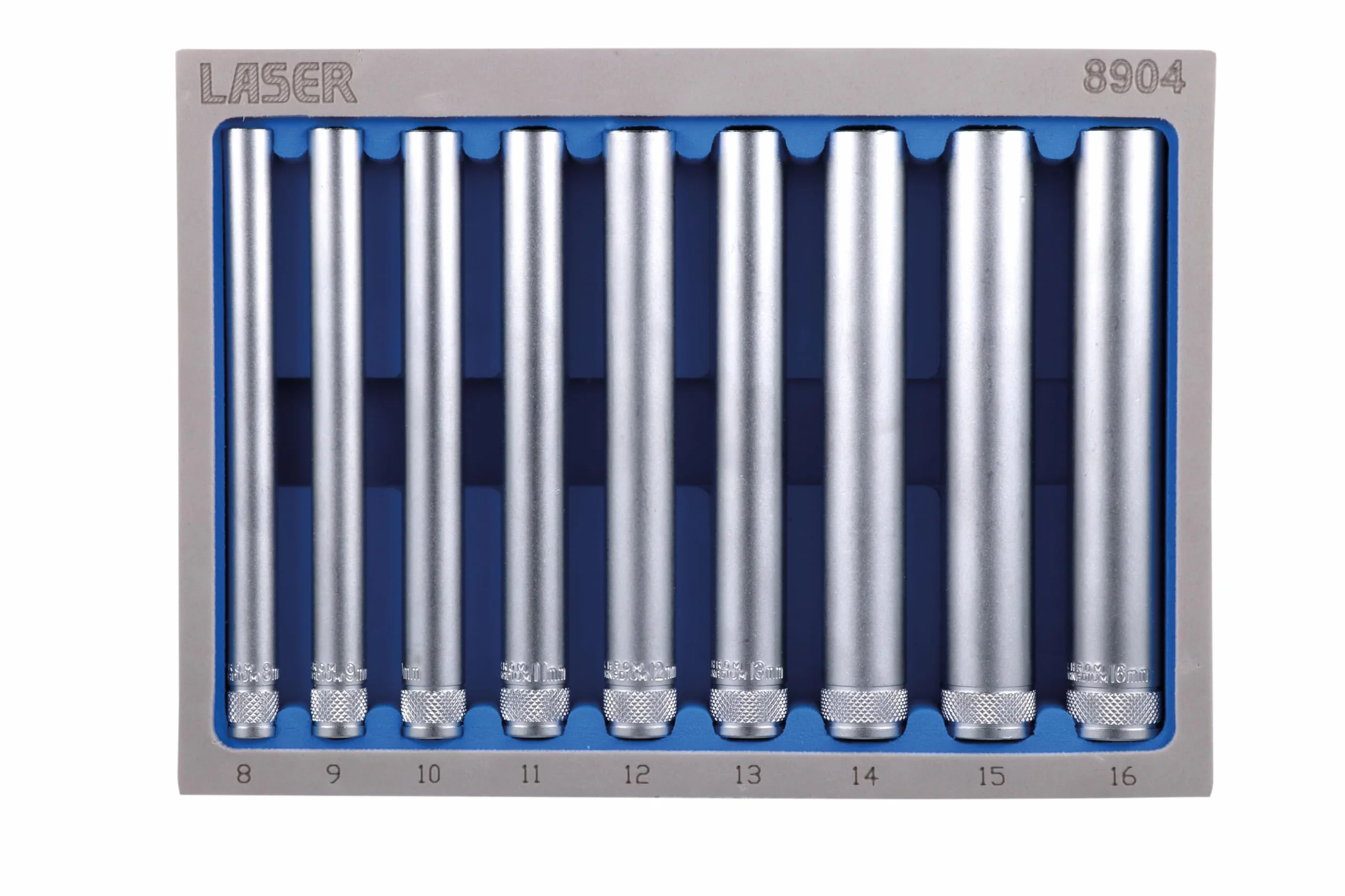 Laser 8904 Bardzo długi zestaw nasadek 1/10.2 cm D 9 szt