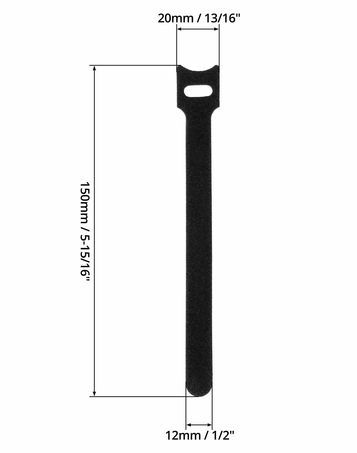 QWORK® 150 szt. Opaski kablowe na rzepy, opaski kablowe z możliwością wielokrotnego zamykania 150 x 12 mm Regulowane paski na rzepy do zarządzania kablami (czarne)