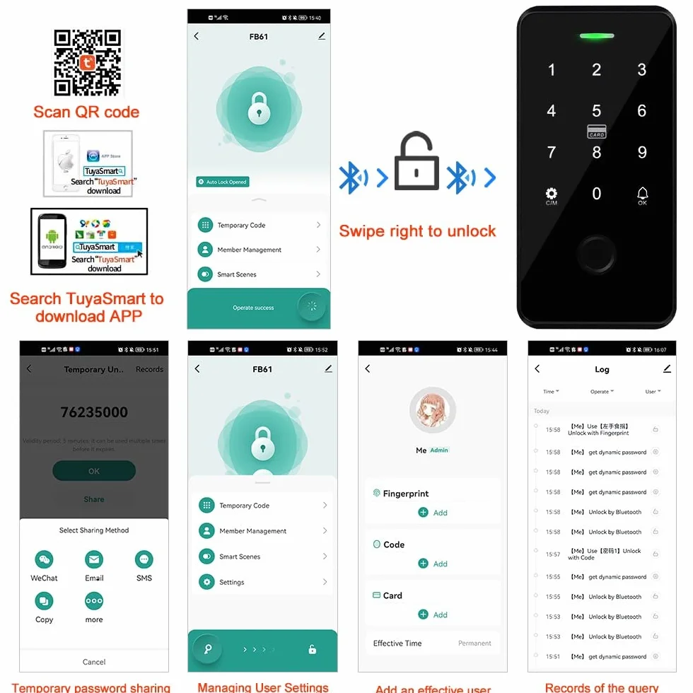 YiToo Biometryczna klawiatura kontroli dostępu do odcisków palców aplikacja Tuya inteligentny otwieracz do drzwi NFC wodoodporna klawiatura RFID 13,56 MHz z wyjściem/wejściem Wiegand 26 bitów