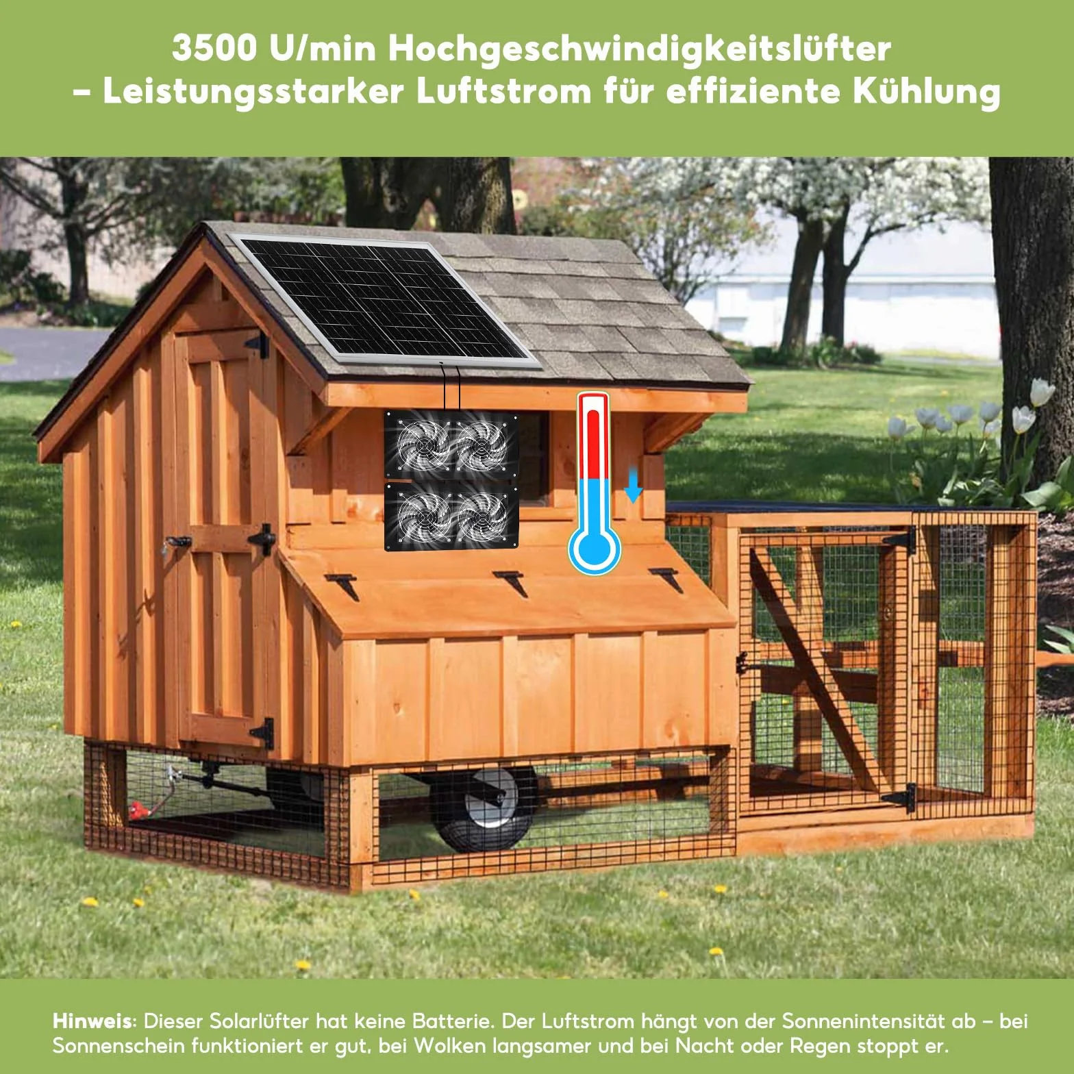 Wentylator solarny IP65 20W z panelem słonecznym 4 wentylatory DC do kurników szklarni