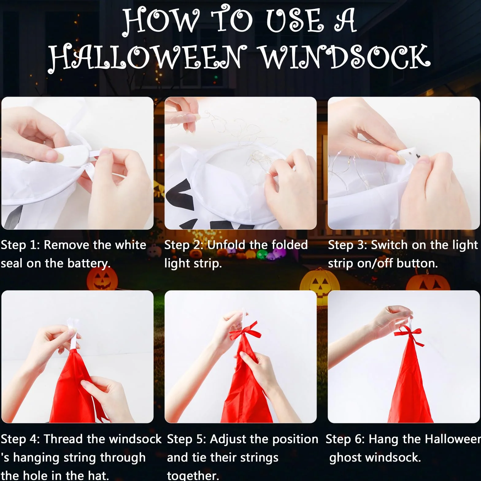 Dekoracja na Halloween wiatraki z 200 cm LED flaga ducha skarpety przeciwwiatrowe 2 sztuki