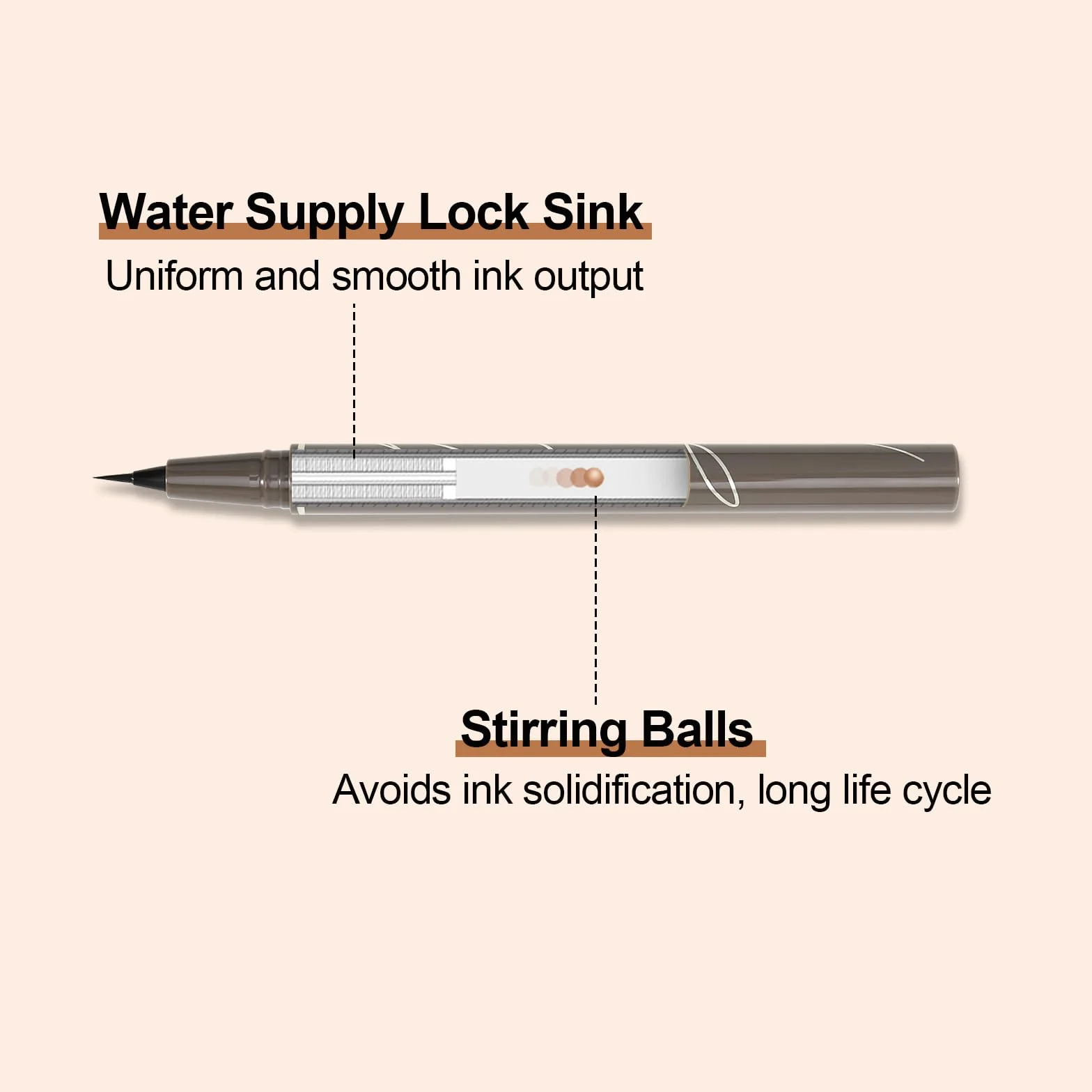 Erinde Gray Brown Liquid Eyeliner – High Precision, płynny szary tusz do powiek, profesjonalny wodoodporny, długotrwały, szybkoschnący koreański makijaż oczu