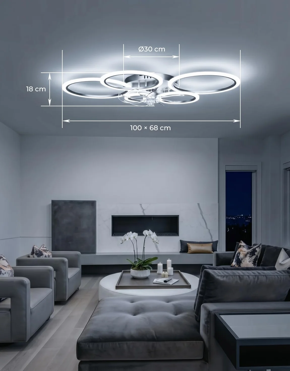 Lampa sufitowa z wentylatorem i pilotem zdalnego sterowania, cicha, ściemniana, 6 stopni, silnik DC, tryb zimowy, nowoczesny wentylator, lampa sufitowa, czarna