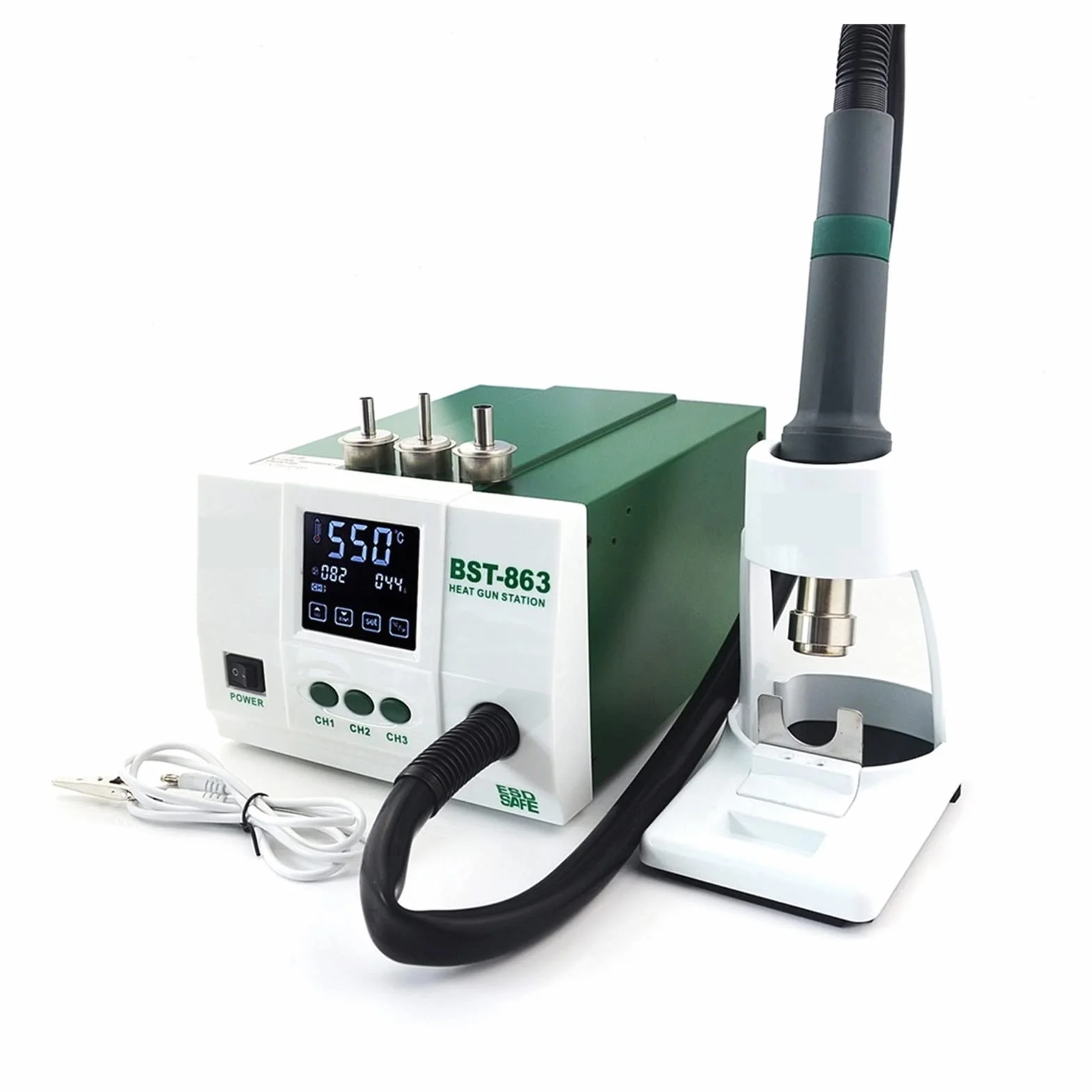 Stacja lutownicza, Best-863 Bez ołowiu termostatyczna stacja lutownicza pistoletu cieplnego 1200W Inteligentna LCD Cyfrowa przeróbki wyświetlacza do naprawy telefonu